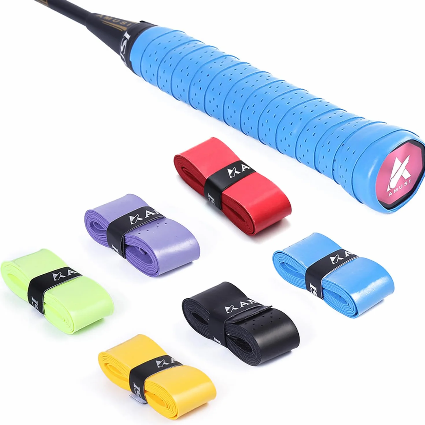 Ruban de Raquette Grip 6 Pièces Antidérapant pour Tennis Badminton Squash