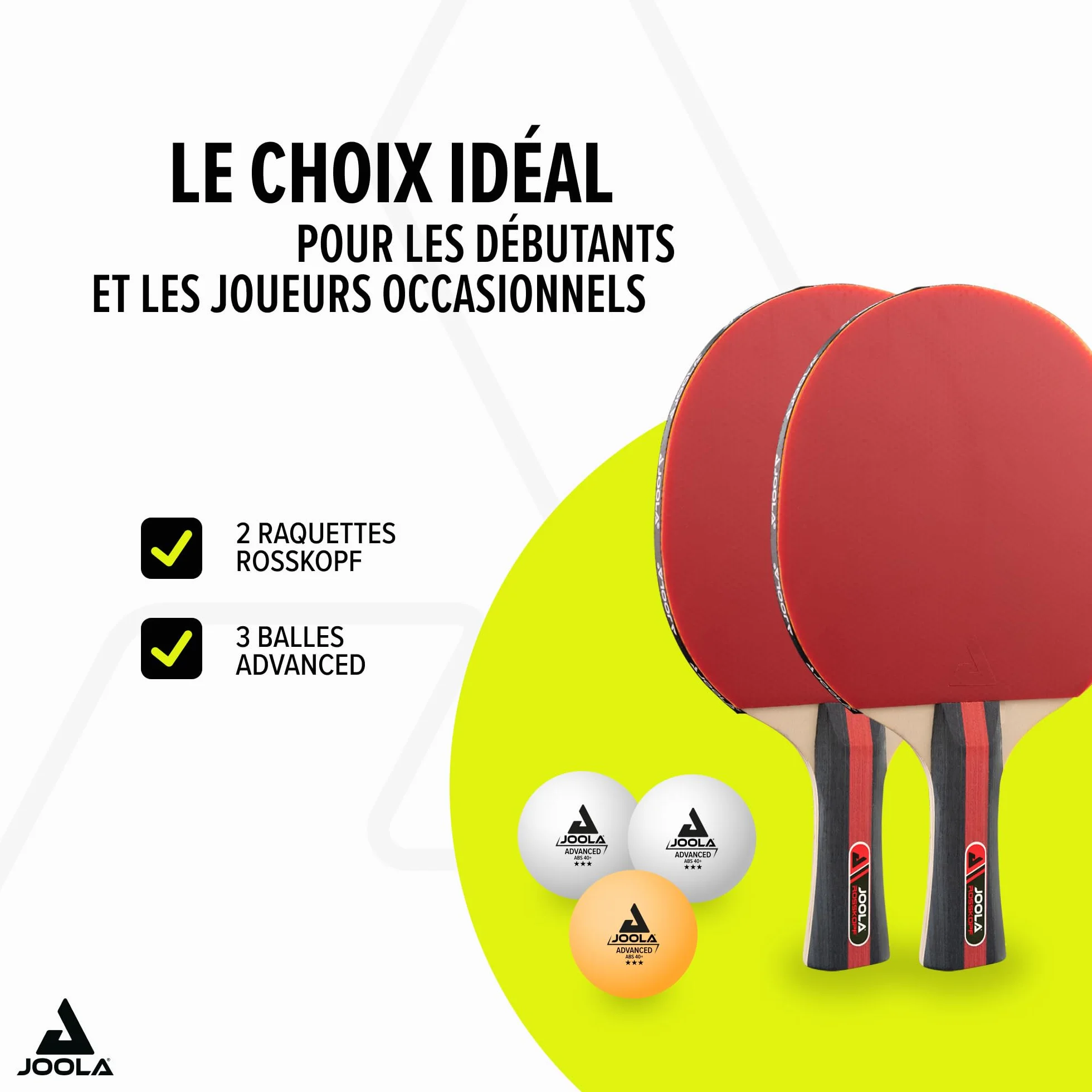 Joola Rosskopf Lot de 5 Raquettes de Tennis de Table + 3 Balles 40+ mm Rouge/Noir