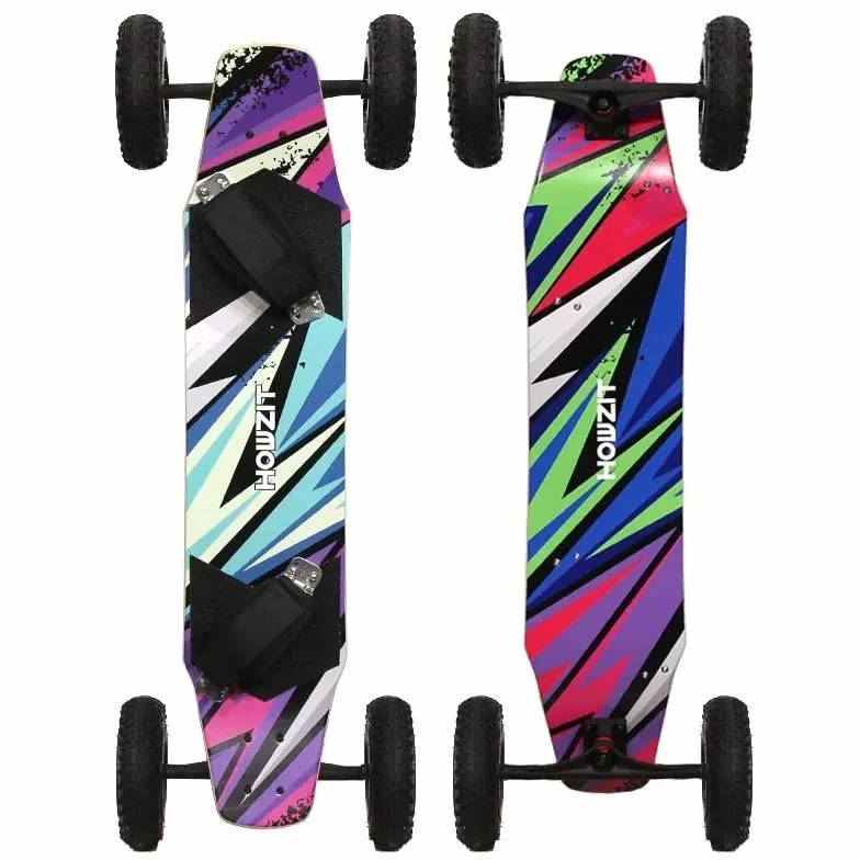 Howzit PeakFlow Mountainboard Tout-Terrain 96cm Bois de Bouleau 9 Plis Trucks 36cm Roues 8 Pouces Fixations Velcro Freeride Kite-Skate