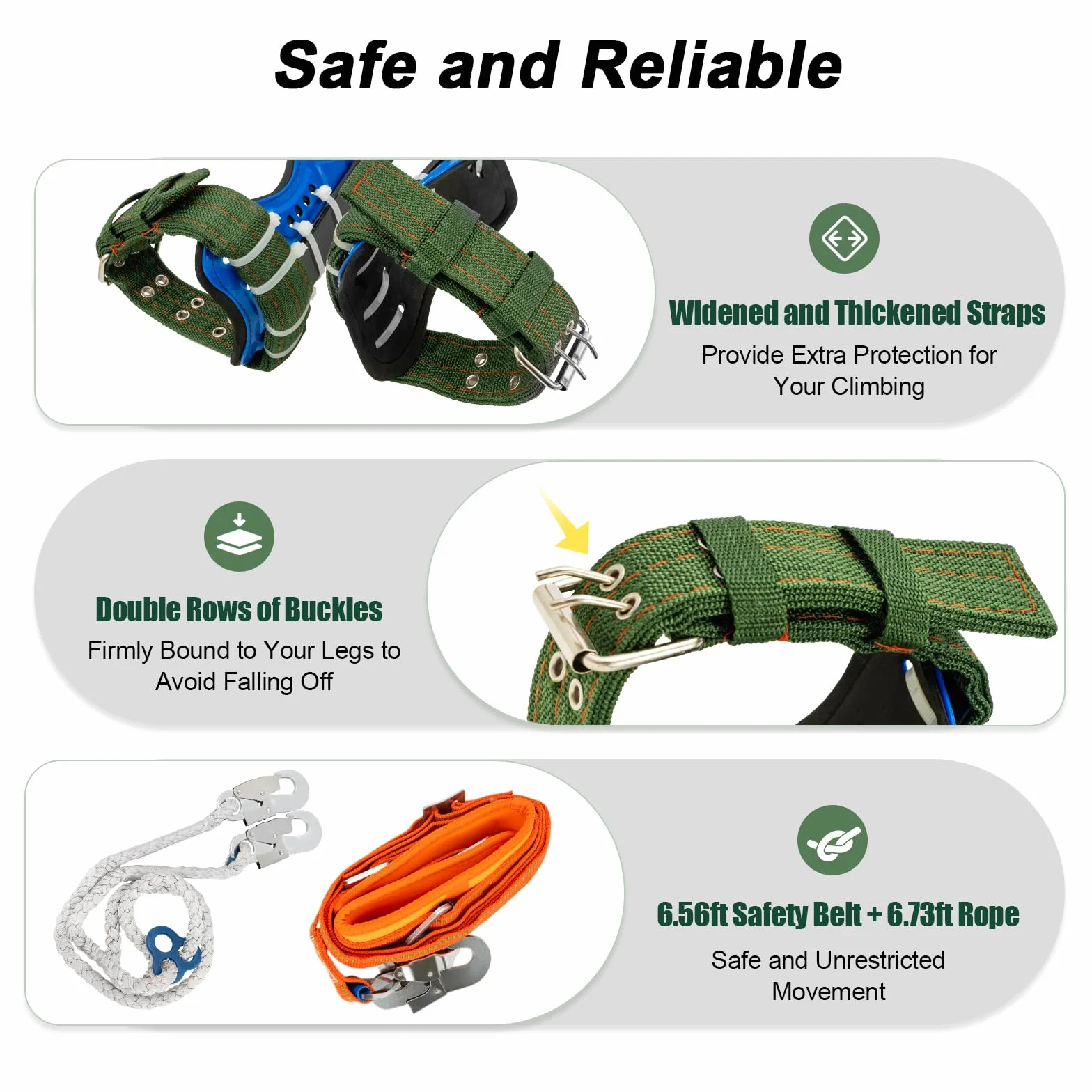 Kit d'équipement d'escalade pour arbres, crampons forestiers, pointes avec bande de sécurité
