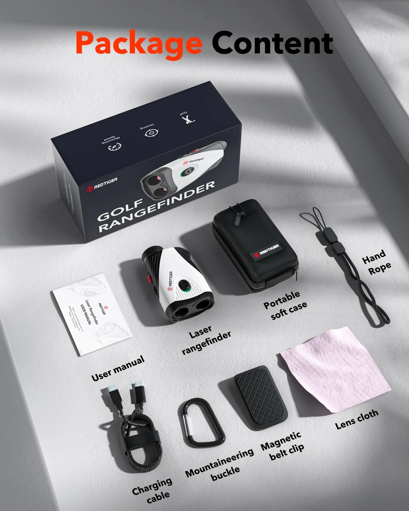 Télémètre Golf REDTIGER Laser 1200 Verges avec Pente, grossissement 7X, Verrouillage du Drapeau, Rechargeable