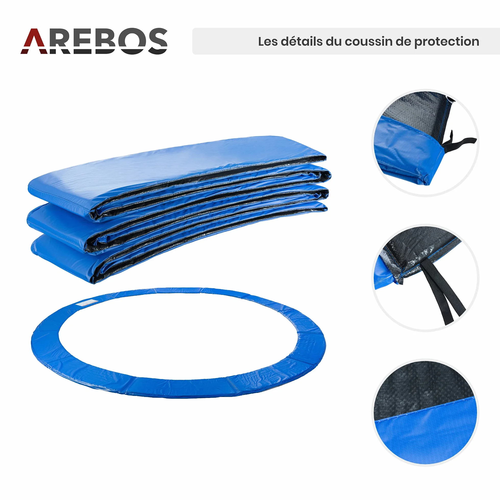 Arebos Coussin de Protection pour Trampoline avec Filet 244 cm 305 cm 366 cm 396 cm 430 cm 460 cm 490 cm