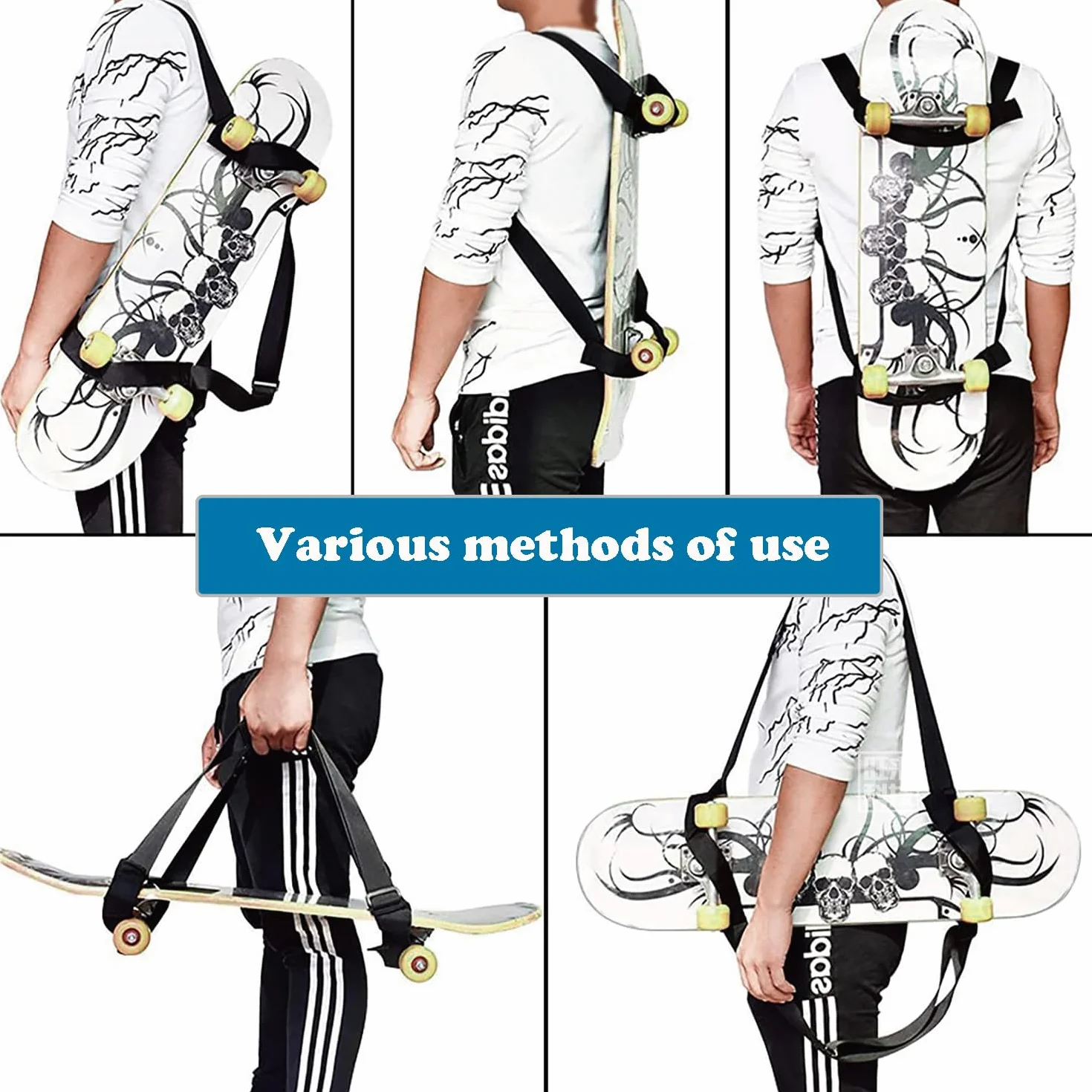 Sangle de Transport pour Épaule de Skateboard, Sac à Dos pour Longboard, Snowboard