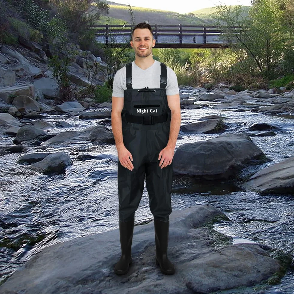 Night Cat Pêche Waders Cuissardes Imperméables Respirants pour Hommes Femmes avec Bottes