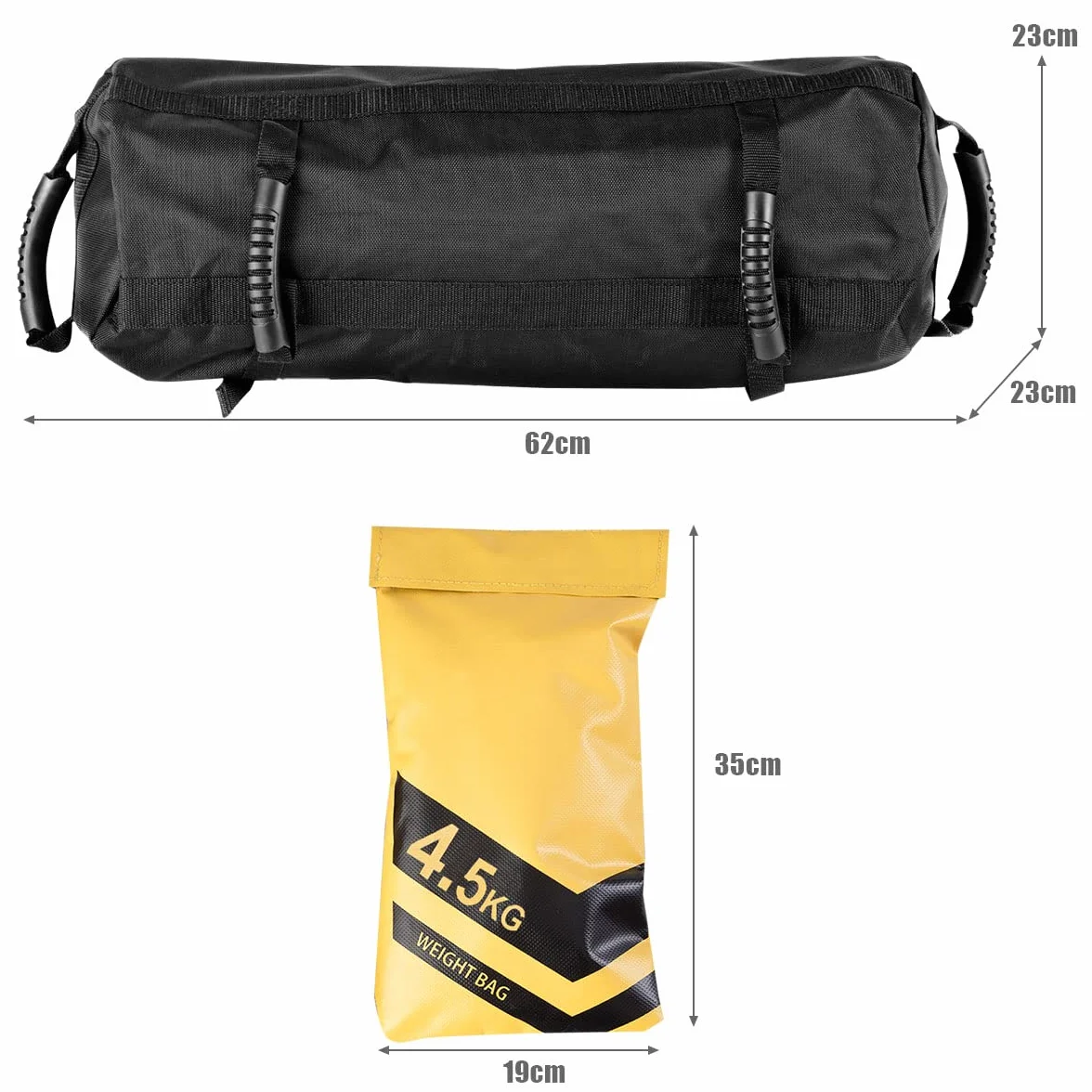 COSTWAY Sac de Sable d'Entraînement 18 kg 23x23x60 cm
