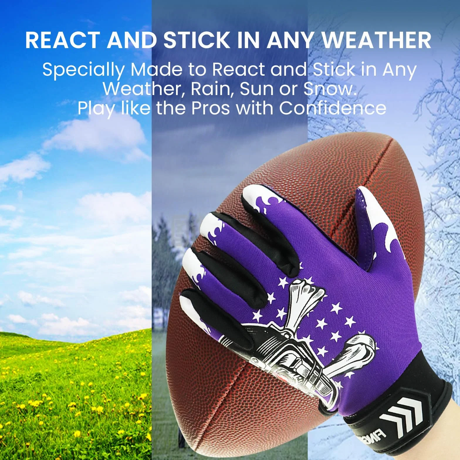 FINGER TEN Gants de football américain ultra adhérents antidérapants pour enfants 5-14 ans