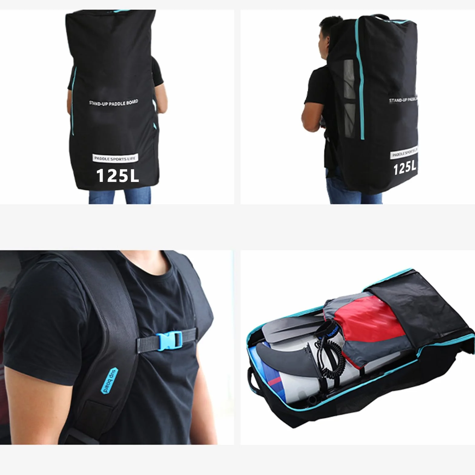 Sac à dos Paddle Board Heavy Duty Travel Bag, Sac fourre-tout étanche avec Bretelles rembourrées
