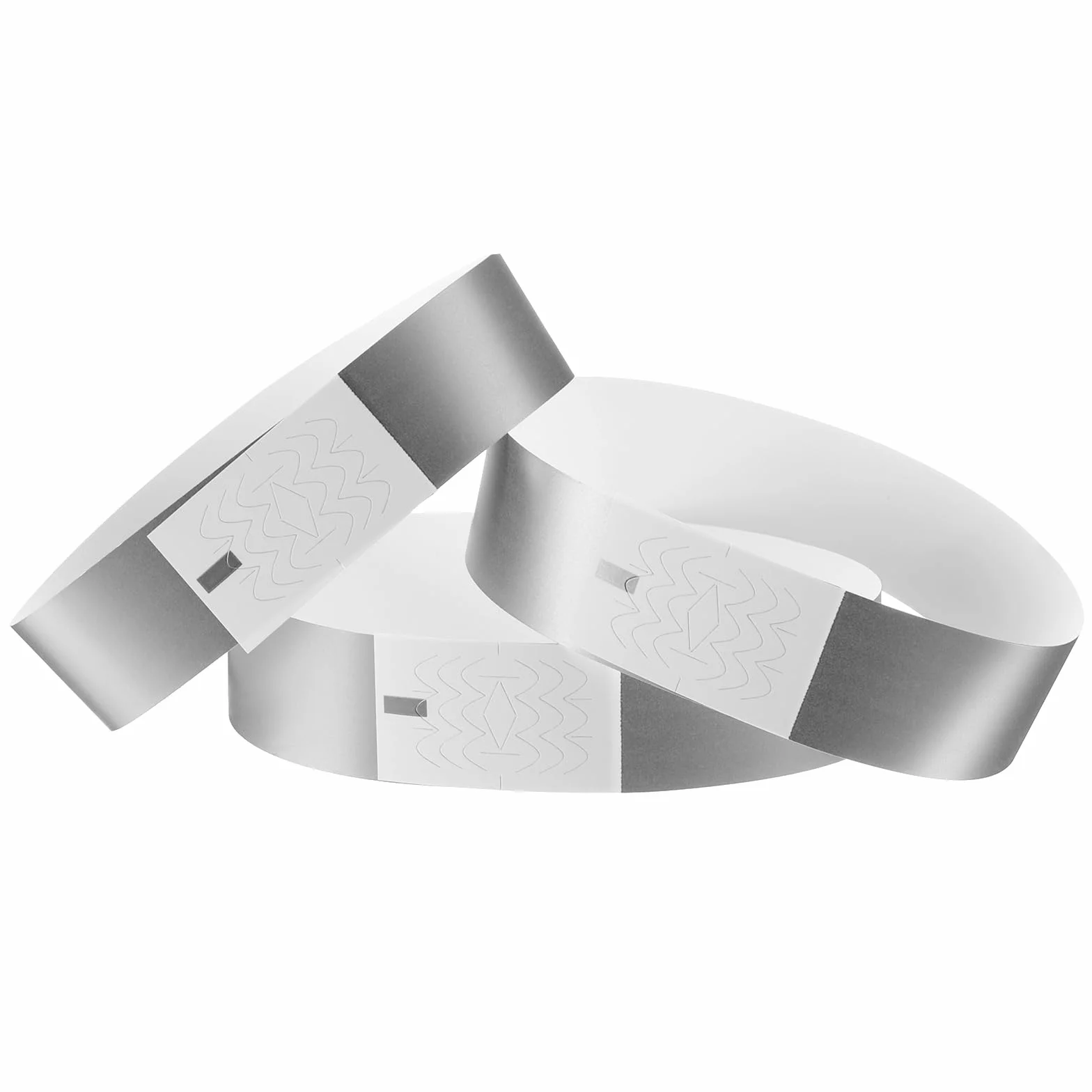 Bracelets en Papier Anti-Eau pour Événements Fête Concert 100 Pièces Argent