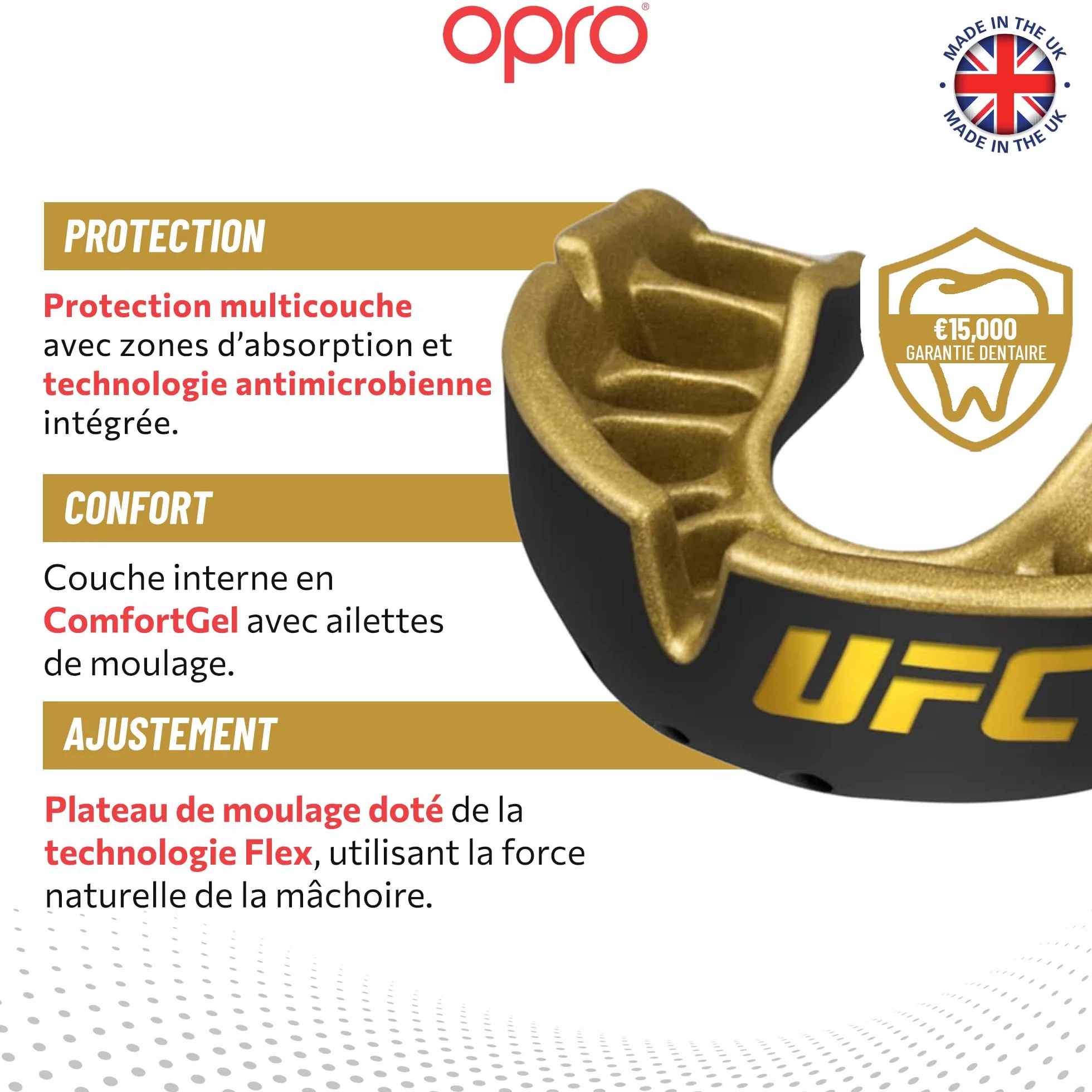 OPRO Protège-dents Niveau Or – Boxe, MMA, Rugby, Hockey – Adultes et Enfants – Facile à Mouler