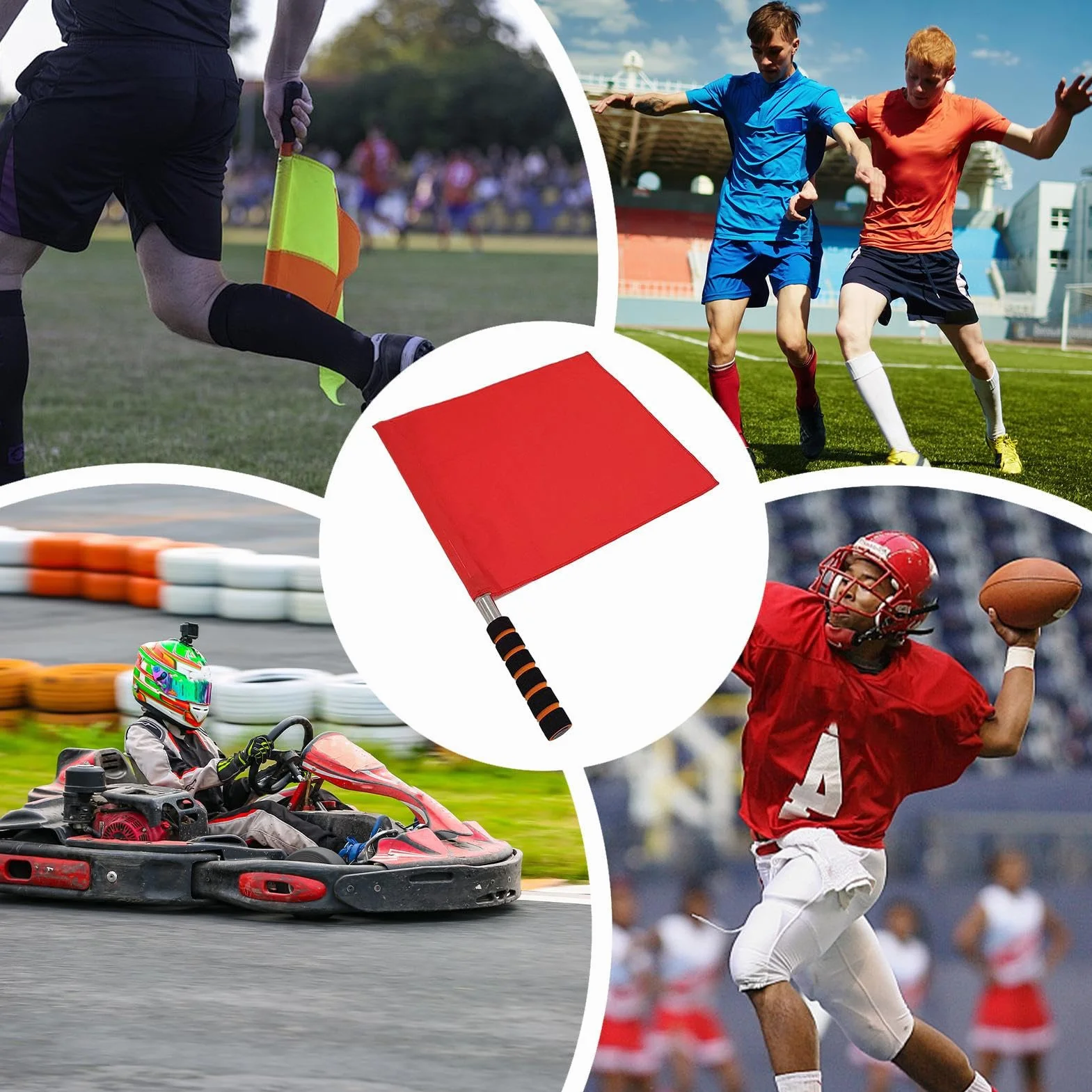 Drapeaux D'arbitre Rouges Officiels – Signalisation Football, Sport, Entraînement – Léger, Durable, Métal, Éponge, Tissu