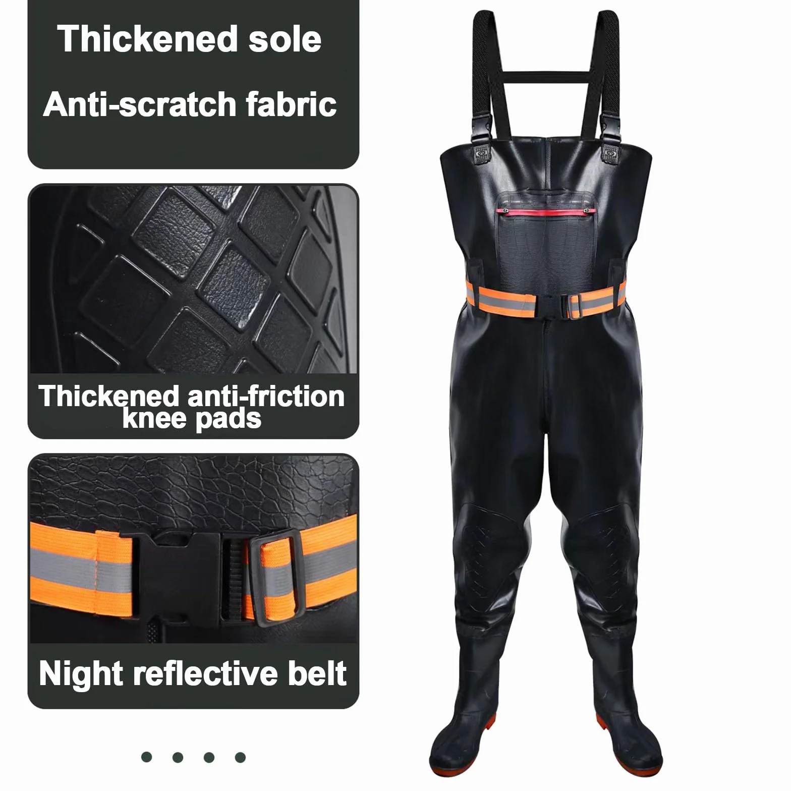 ENEN Cuissarde de Peche Homme Femme 36-46 Pantalon de Bassin avec Bottes en Caoutchouc Antidérapant