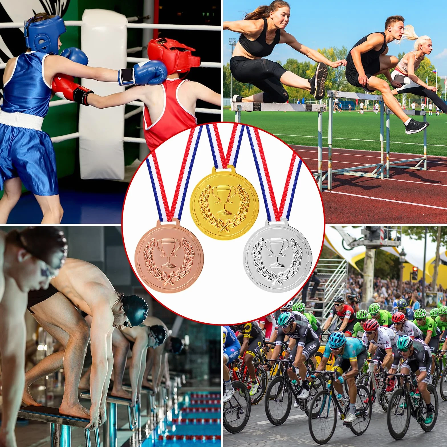 Médailles en plastique or argent bronze 5,1 cm lot de 3 pour récompenses sports compétitions