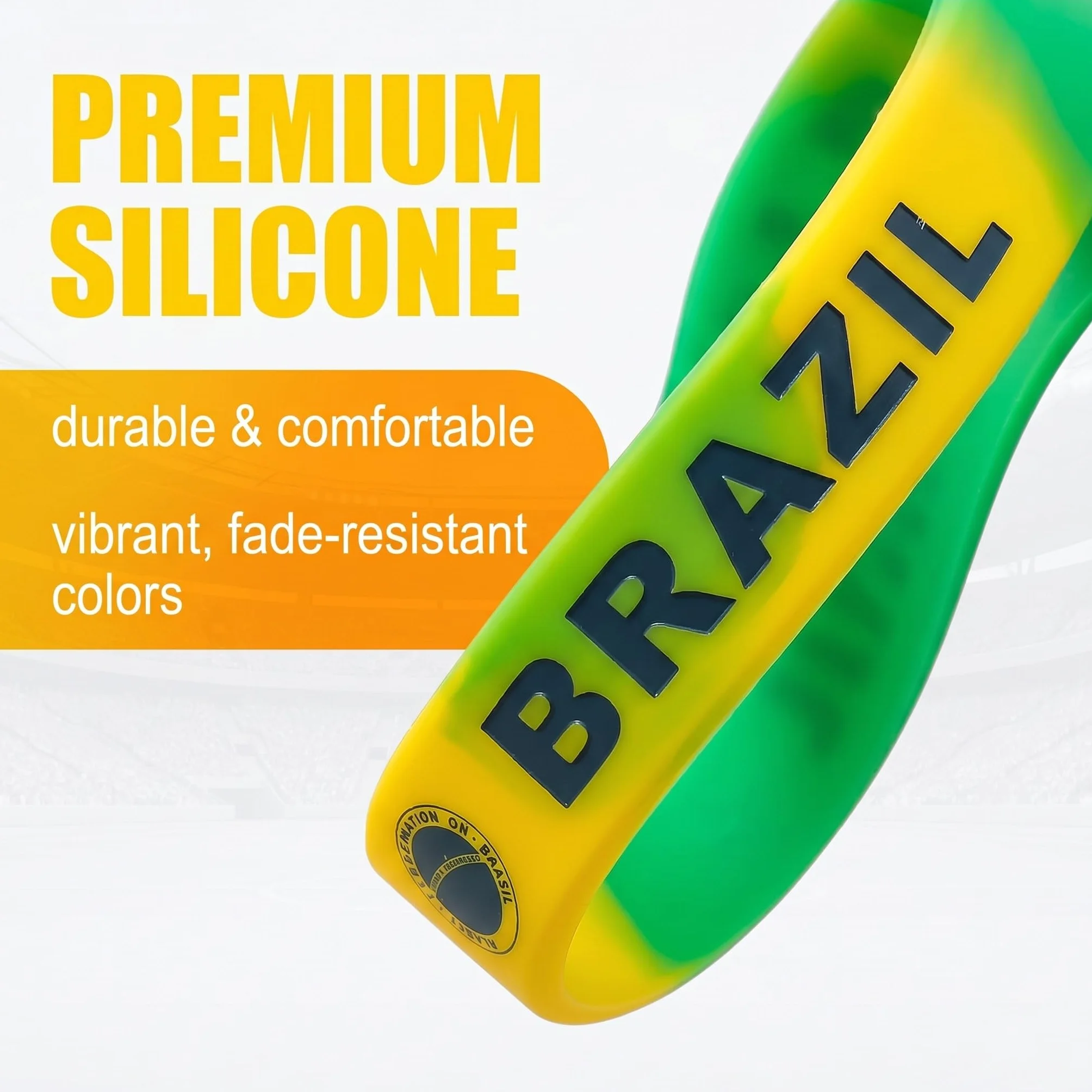 Lot de 6 Bracelets Silicone Drapeau Brésil Accessoires Supporters Football Fan Sportifestif Anti-Transpiration Résistant