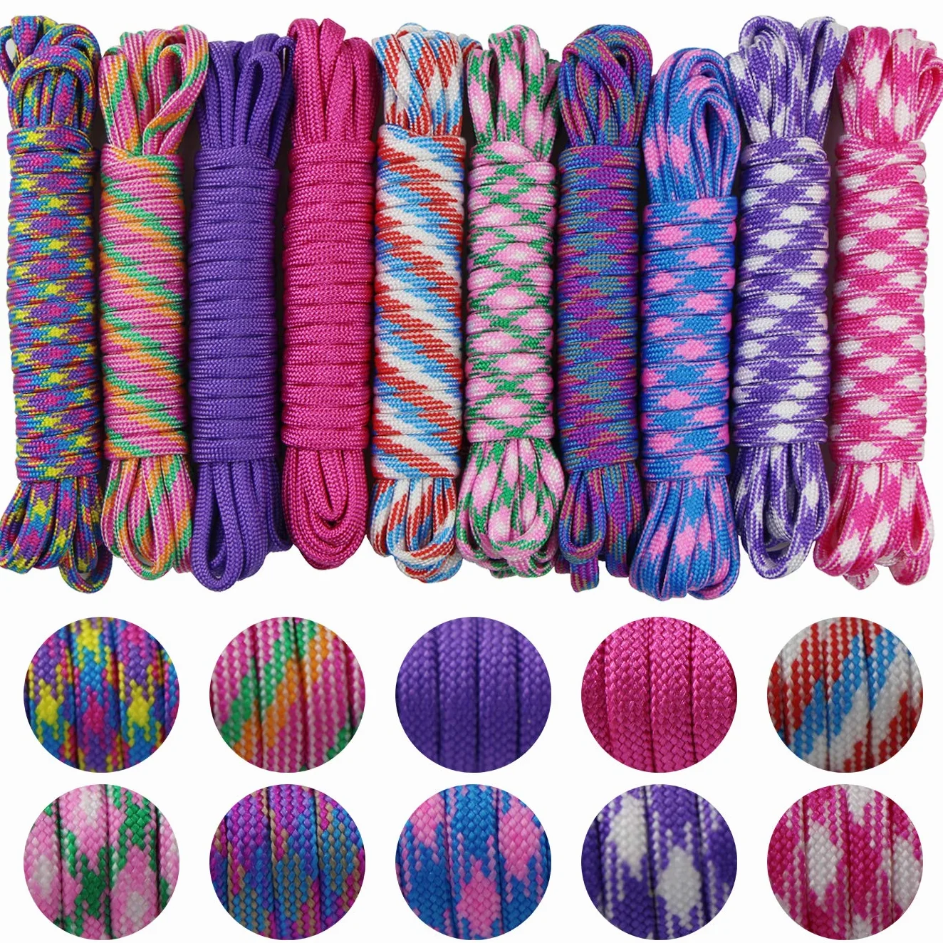 Paracorde Kit pour Bracelet Paracord DIY Porte-clés Cordon 10pcs