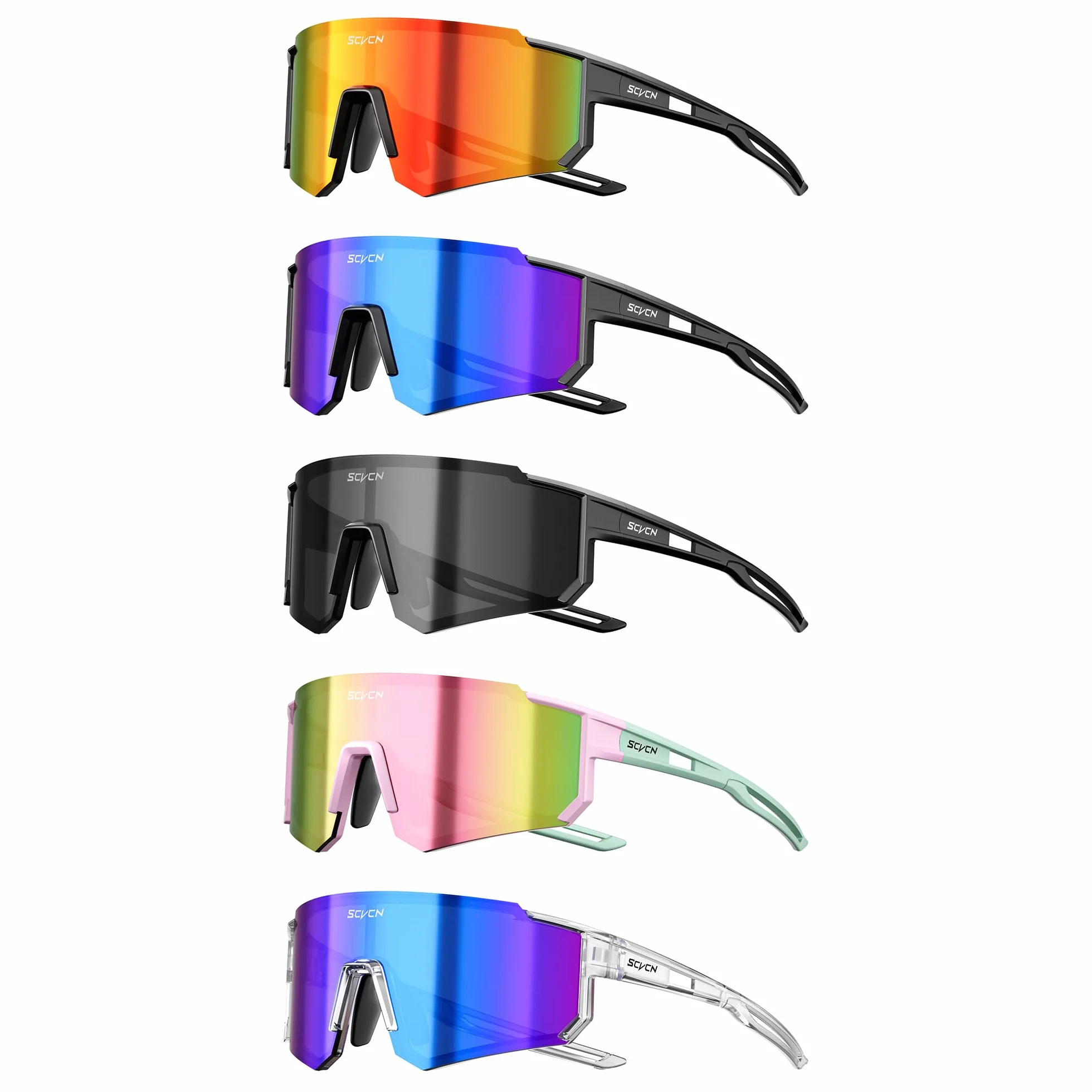 SCVCN Lunettes de cyclisme UV400 homme femme enveloppantes verres colorés photochromiques