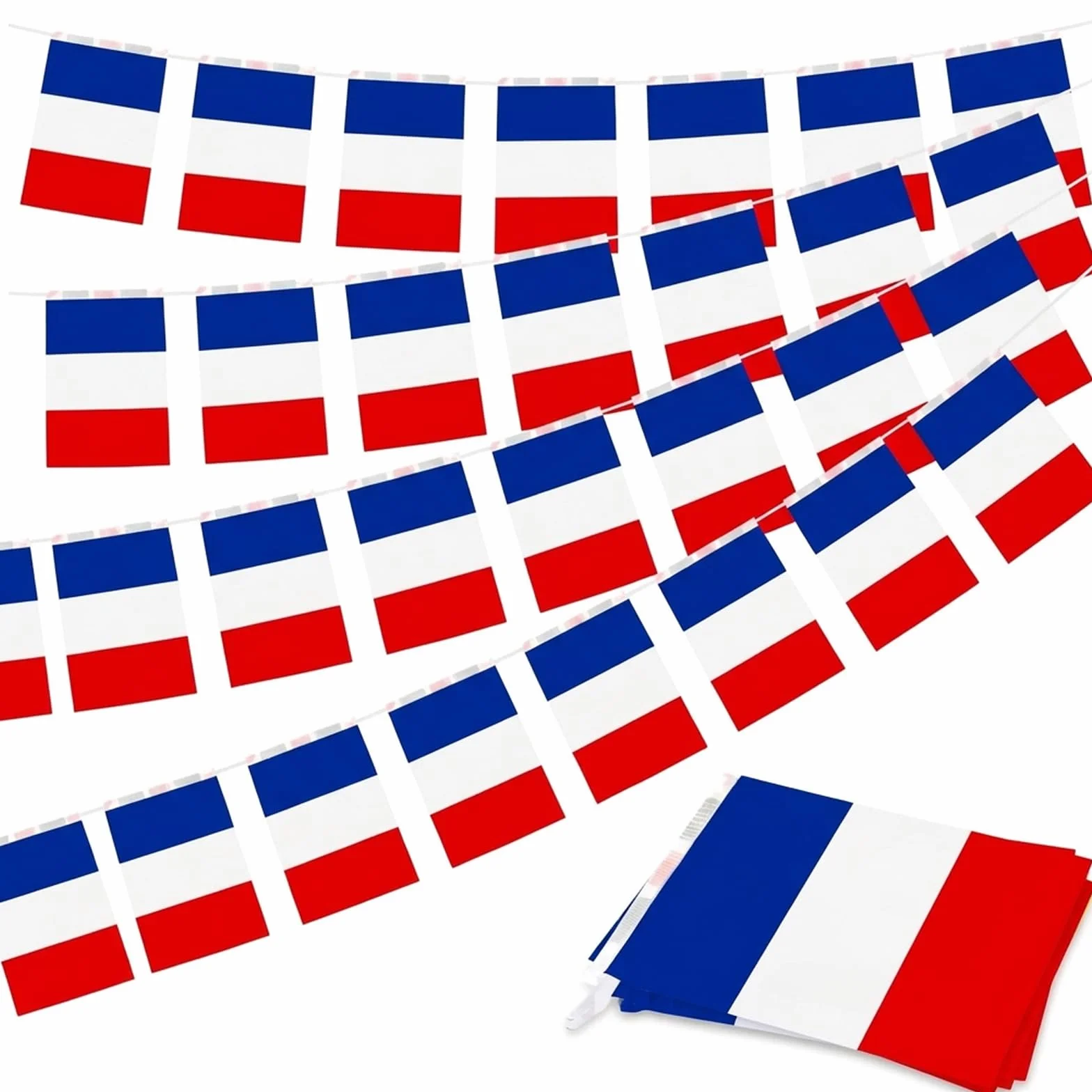 Drapeau Français Guirlande De Fanions 10m 30 Fanions 14x21cm Résistante Aux Intempéries Pour Coupe Du Monde 2026