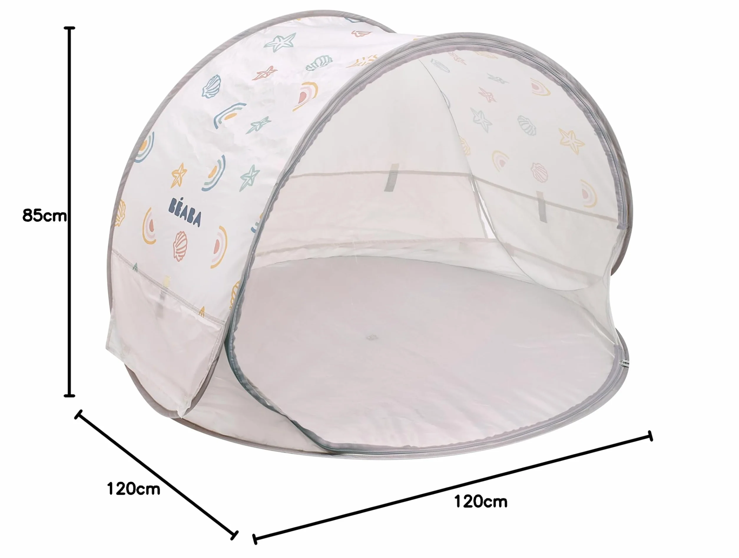 BÉABA Tente de Plage Anti UV Bébé UPF50+ Protection Solaire Pop-UP avec Ventilation 360° Moustiquaire