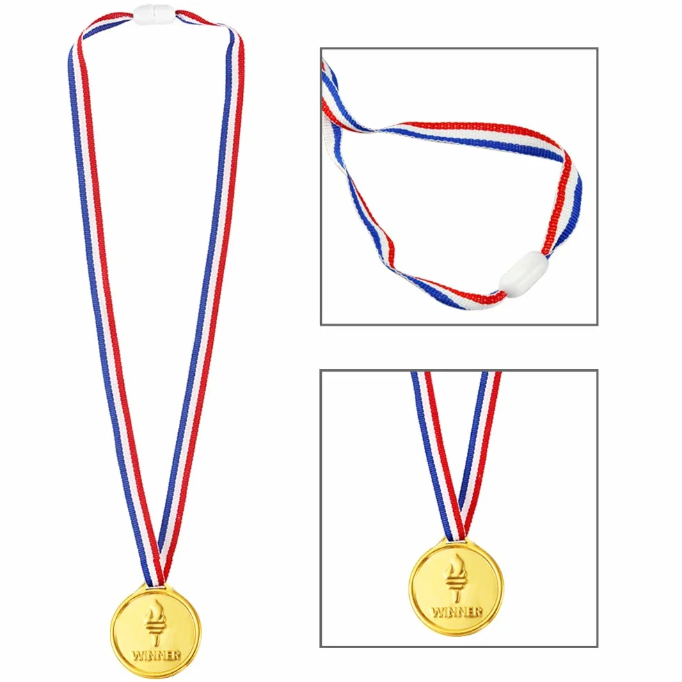 Pllieay 48 Pièces Médailles Enfants Or Plastique Compétition Sport Récompenses