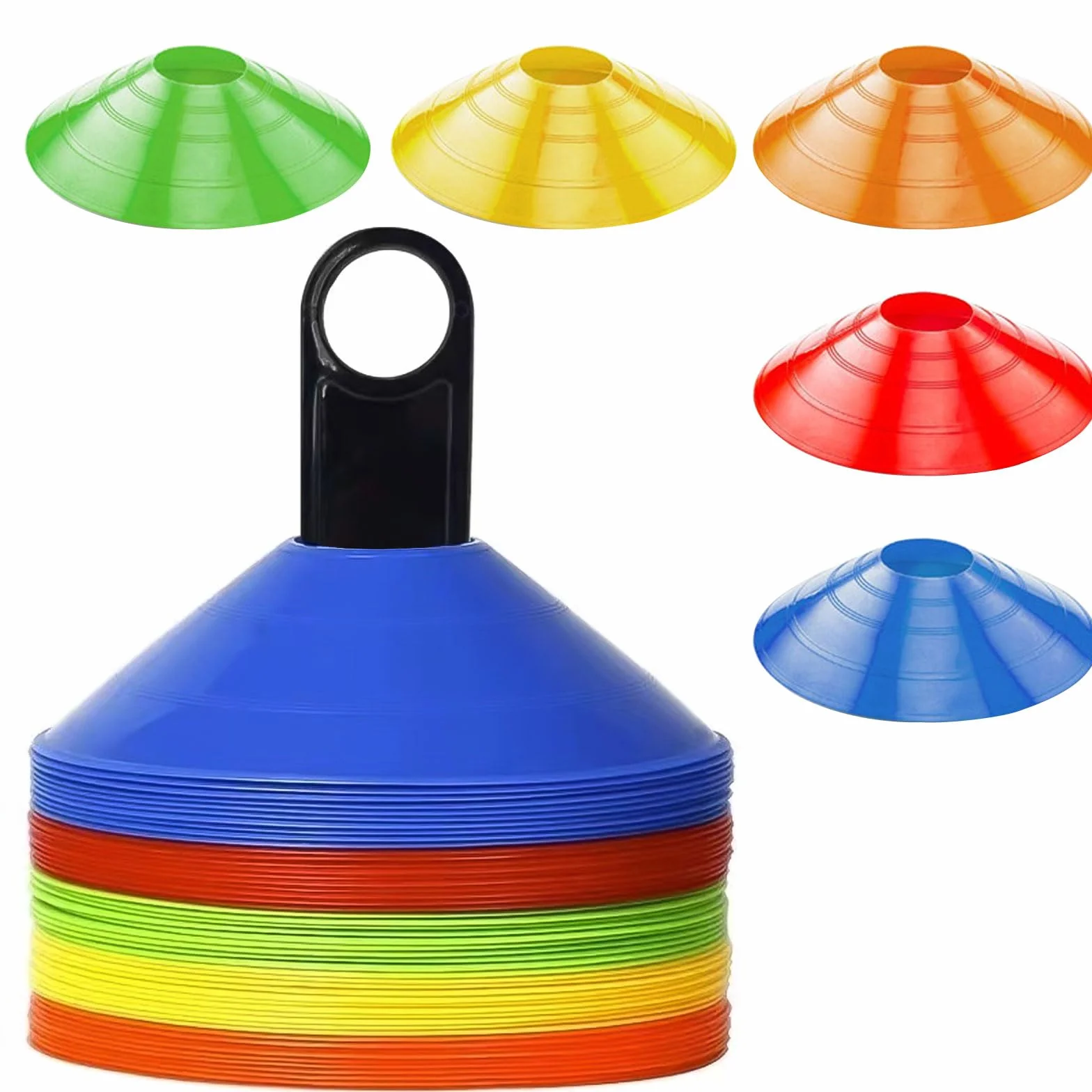 Plots de Marquage Football Cône Entraînement avec Support Noir 5 Couleurs