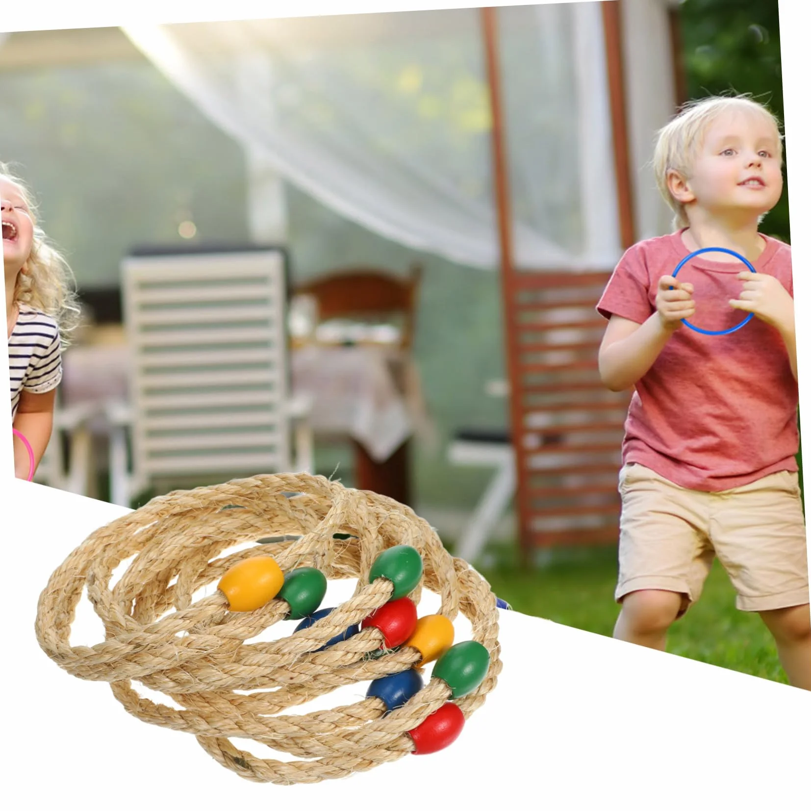 ifundom Jeu de Lancer d'Anneaux en Bois et Corde 10 Pièces - Coordination Main-Œil