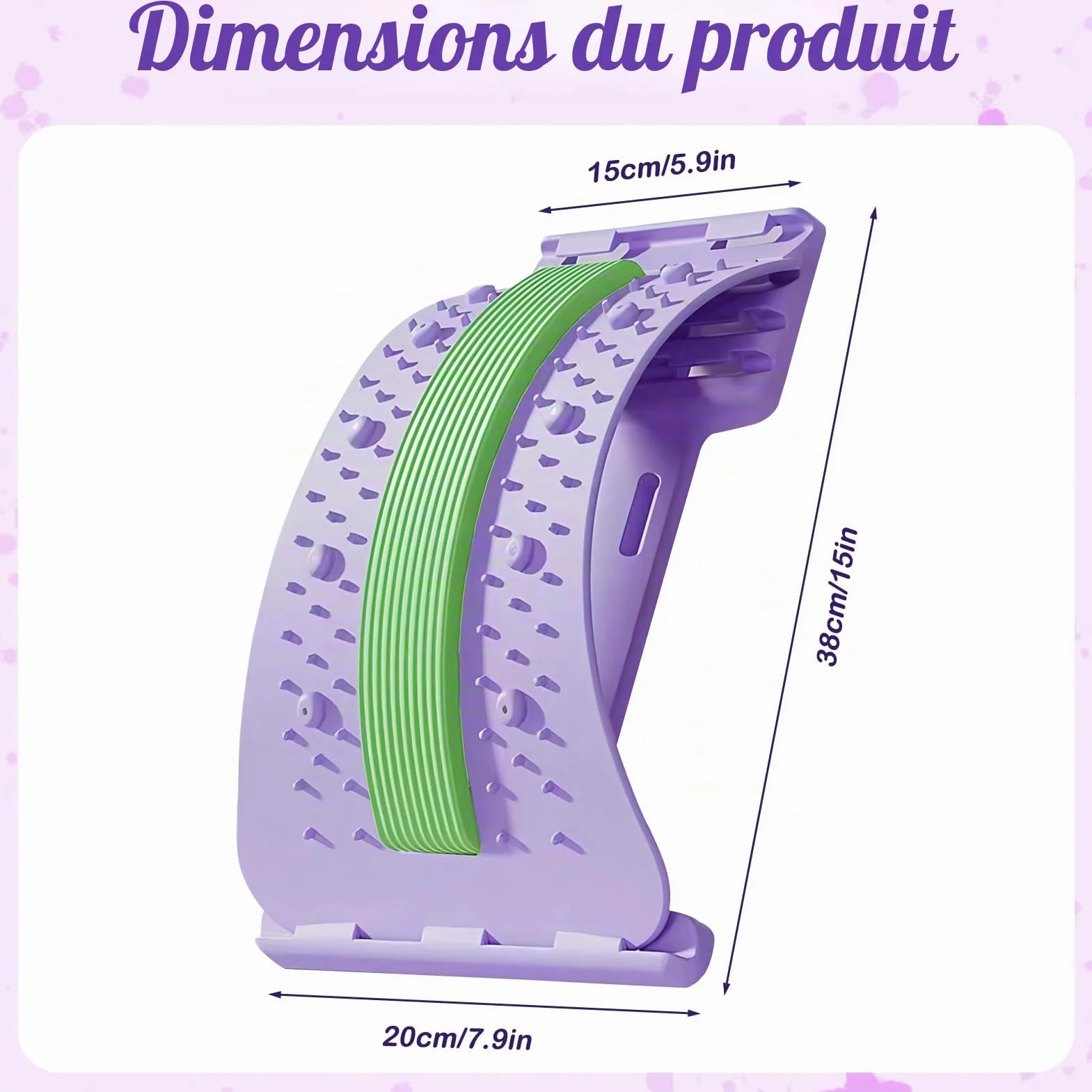 Magic Stretcher Planche de Soutien Lombaire 4 niveaux réglables 10 magnétique Violet