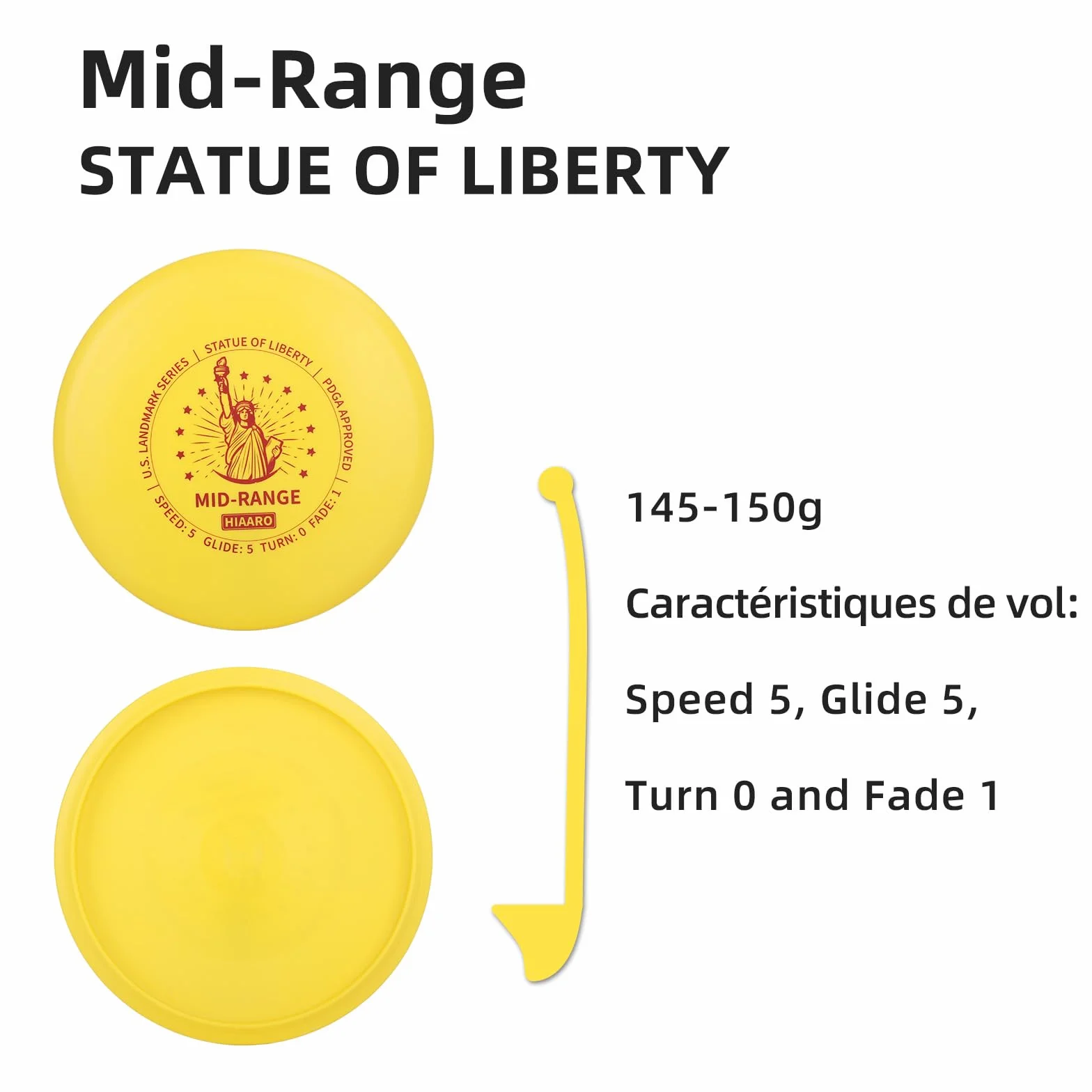 Kit de Disc Golf PDGA Classe 150 145-150g Série U.S. Landmark 2Driver 2Mid-Range 2Putter 1Mini Marqueur