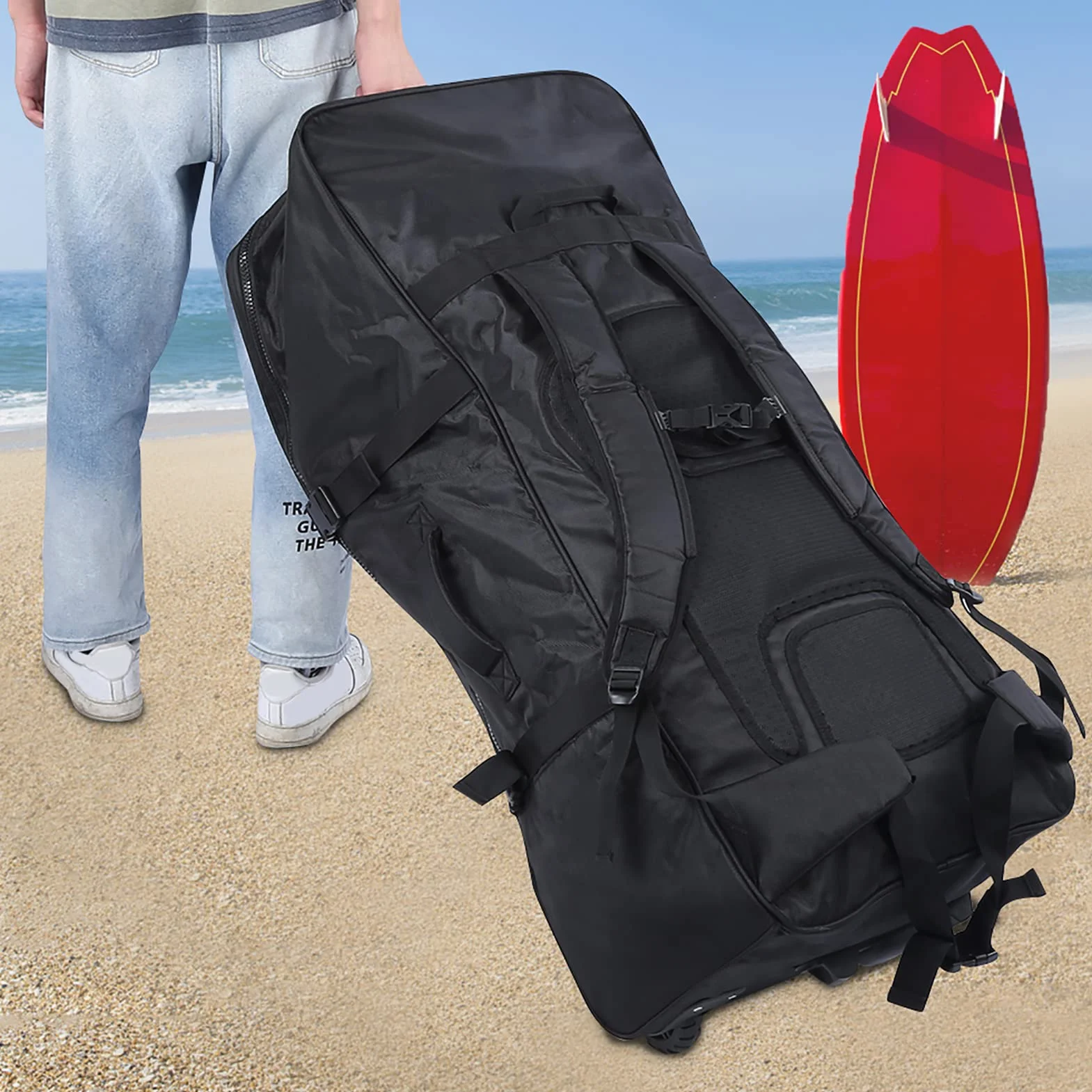 Sac de Rangement étanche pour Planche de Surf 140 L avec Roulettes, Polyester