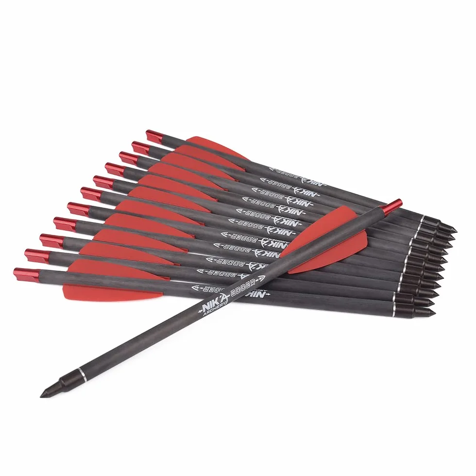 Lot de 12 boulons d'arbalète 7,5" carbone ailettes 5" pour chasse et tir à l'arc