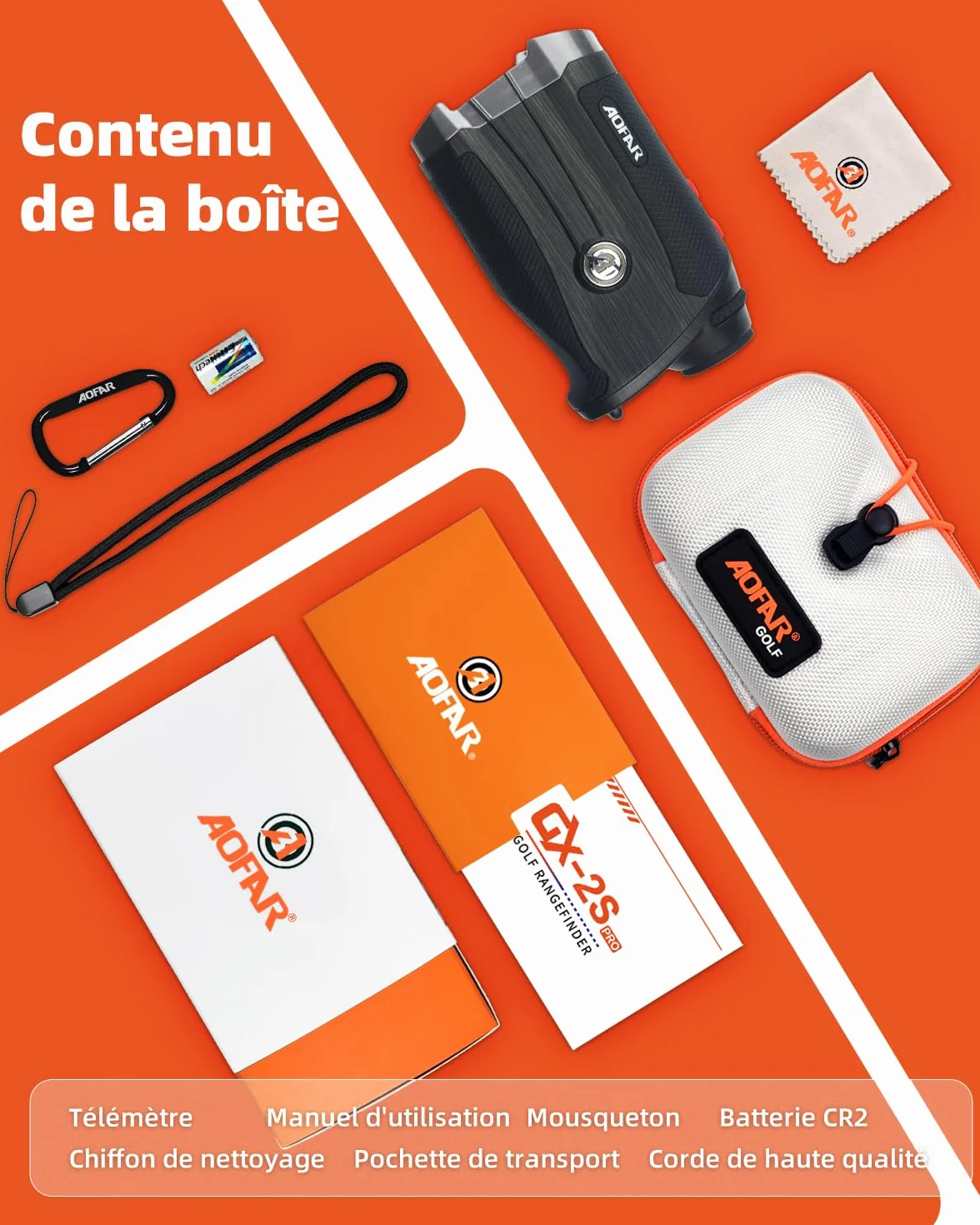AOFAR GX-2S Pro Télémètre Laser Golf Chasse 1000Y Compensation Pente Verrouillage Drapeau Vibration Distance Horizontale Angle Haute Précision