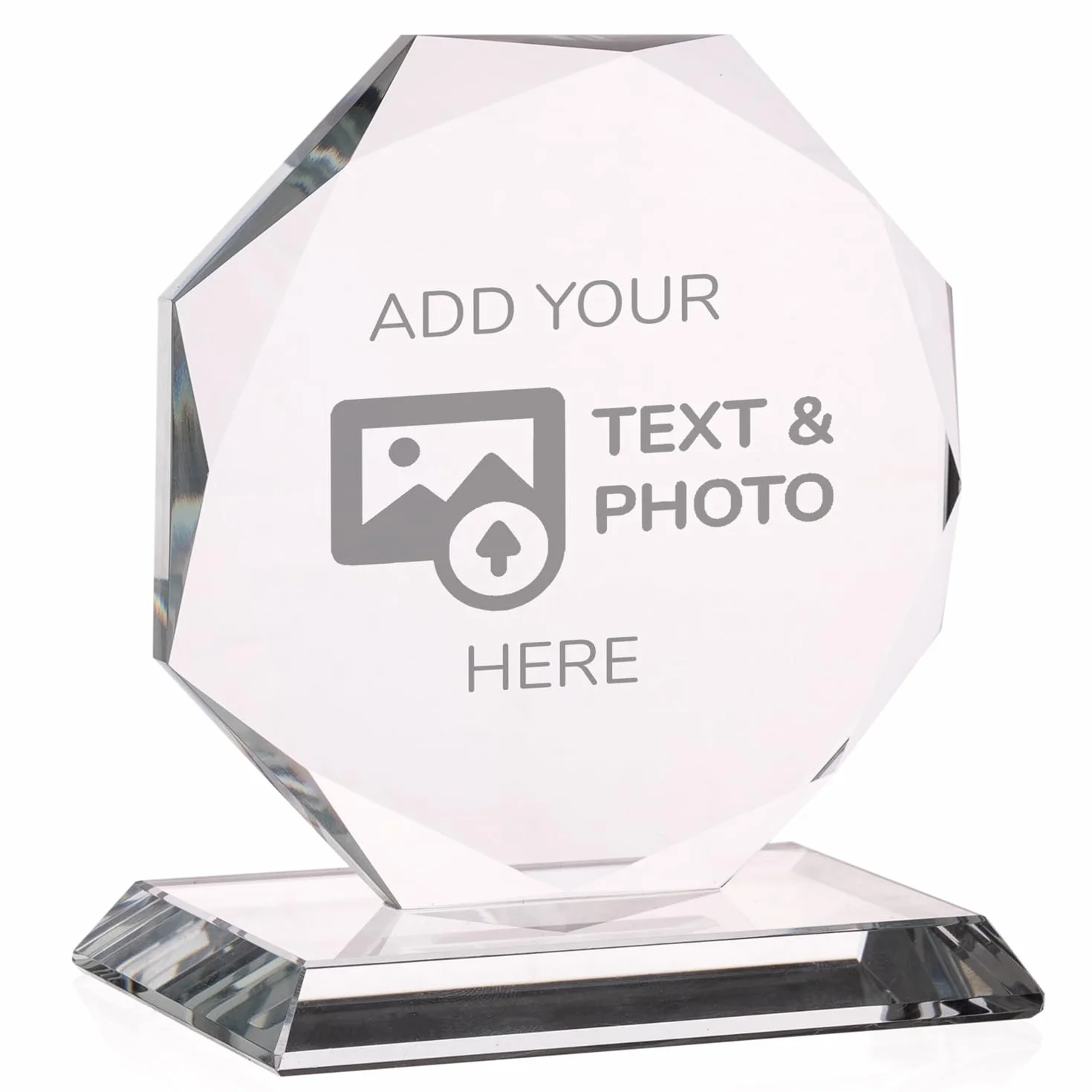 Trophée Personnalisé Verre Gravé Octogonal avec Nom et Texte Boîtier de Rangement Inclus