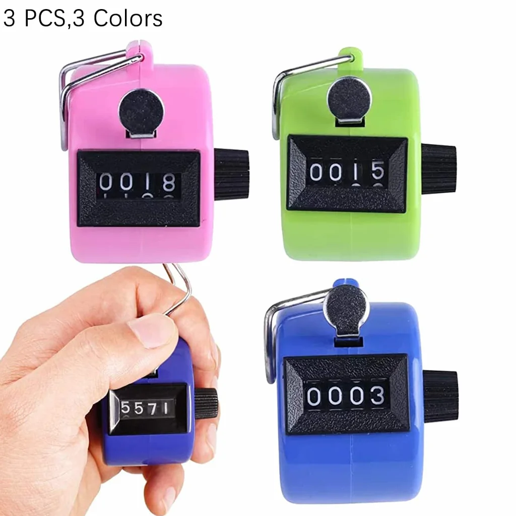 Podomètre à clic Manuel 3 pièces, Compteur de quantité mécanique en Plastique, pour entraîneur Sportif Vert Rose Bleu