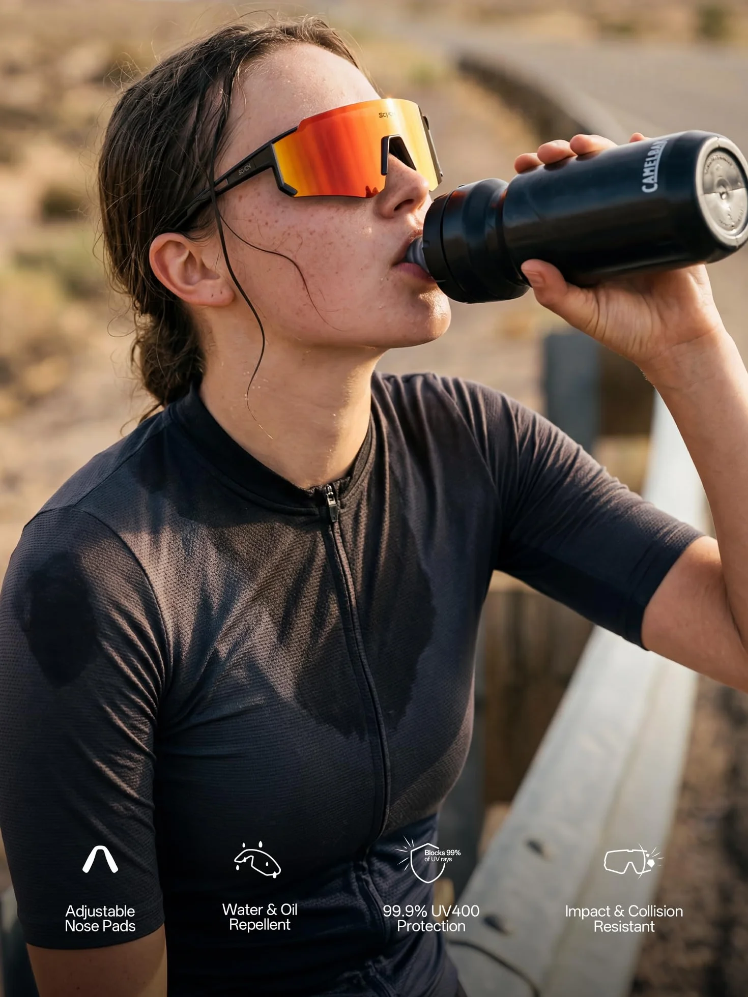 SCVCN Lunettes de cyclisme UV400 homme femme enveloppantes verres colorés photochromiques