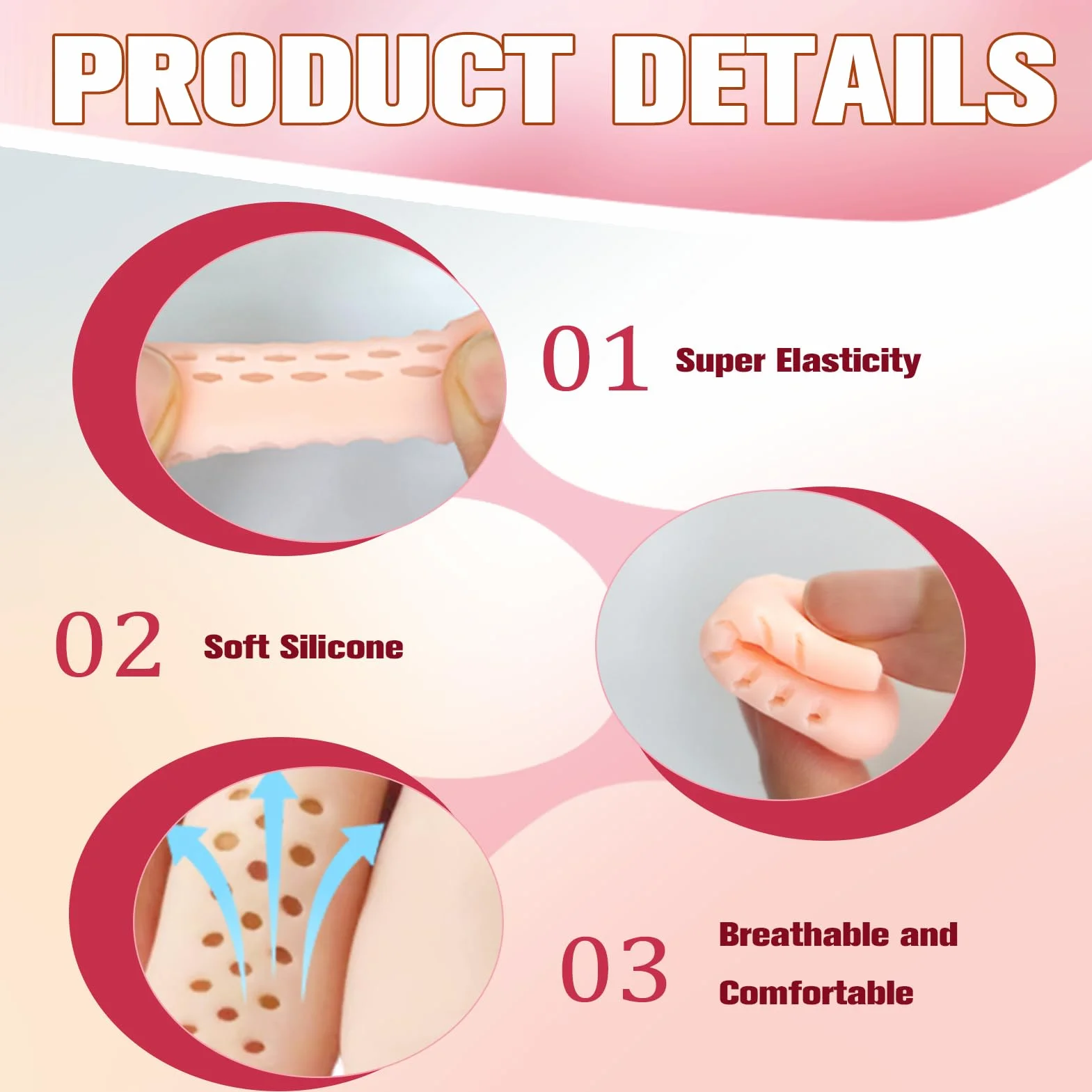 Protège-doigts en gel respirants, manchons silicone souple transparent, protection anti-frottement, lot de 20