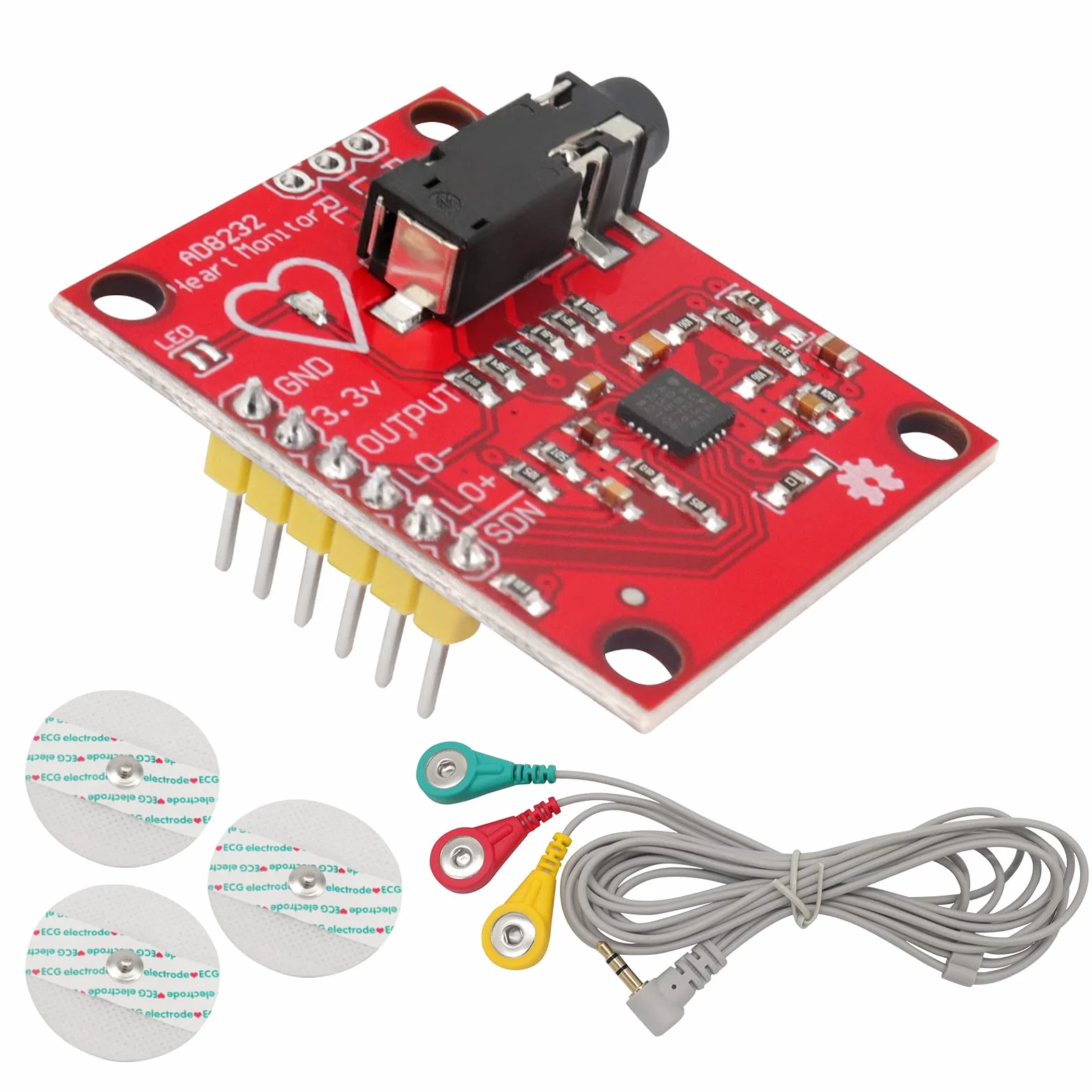 Module ECG AD8232 Capteur Fréquence Cardiaque pour Arduino avec Câble