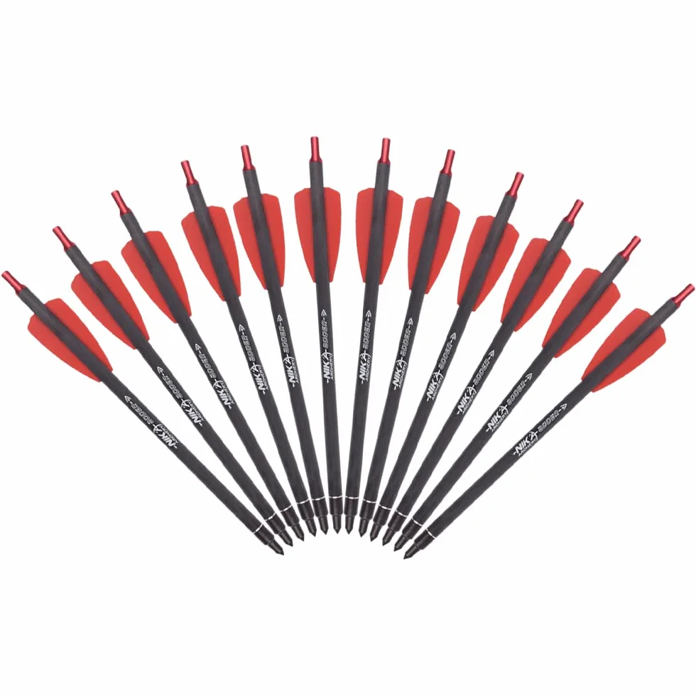 Lot de 12 boulons d'arbalète 7,5" carbone ailettes 5" pour chasse et tir à l'arc