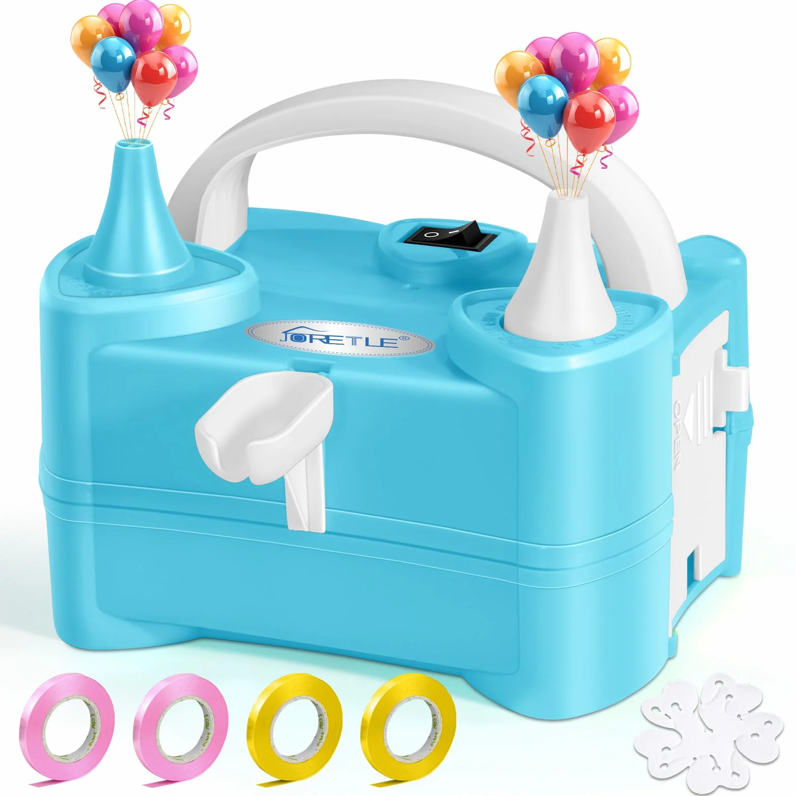 Pompe à Ballon Électrique Portable, Gonfleur avec Porte-Ballon et 2 Buses