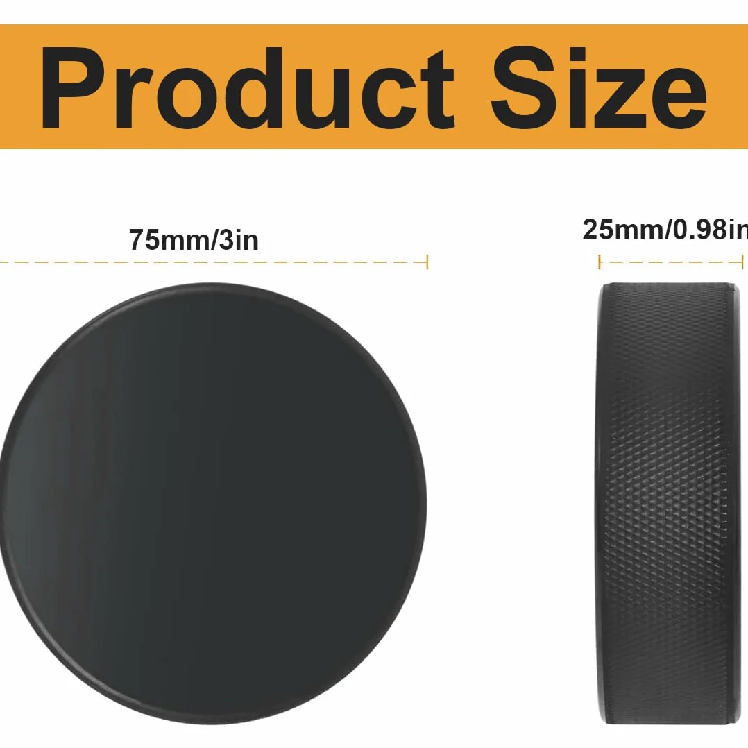 2 Pièces Pucks de Hockey de Pratique, 3 Pouces, Mousse, Entraînement Classique, Intérieur et Extérieur, Noir