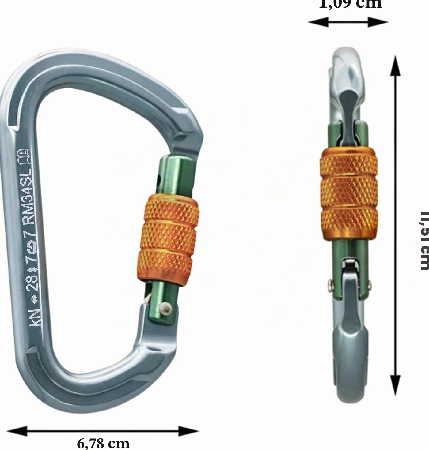 Mousquetons Escalade Verrouillage Automatique Aluminium CE 2 Pièces