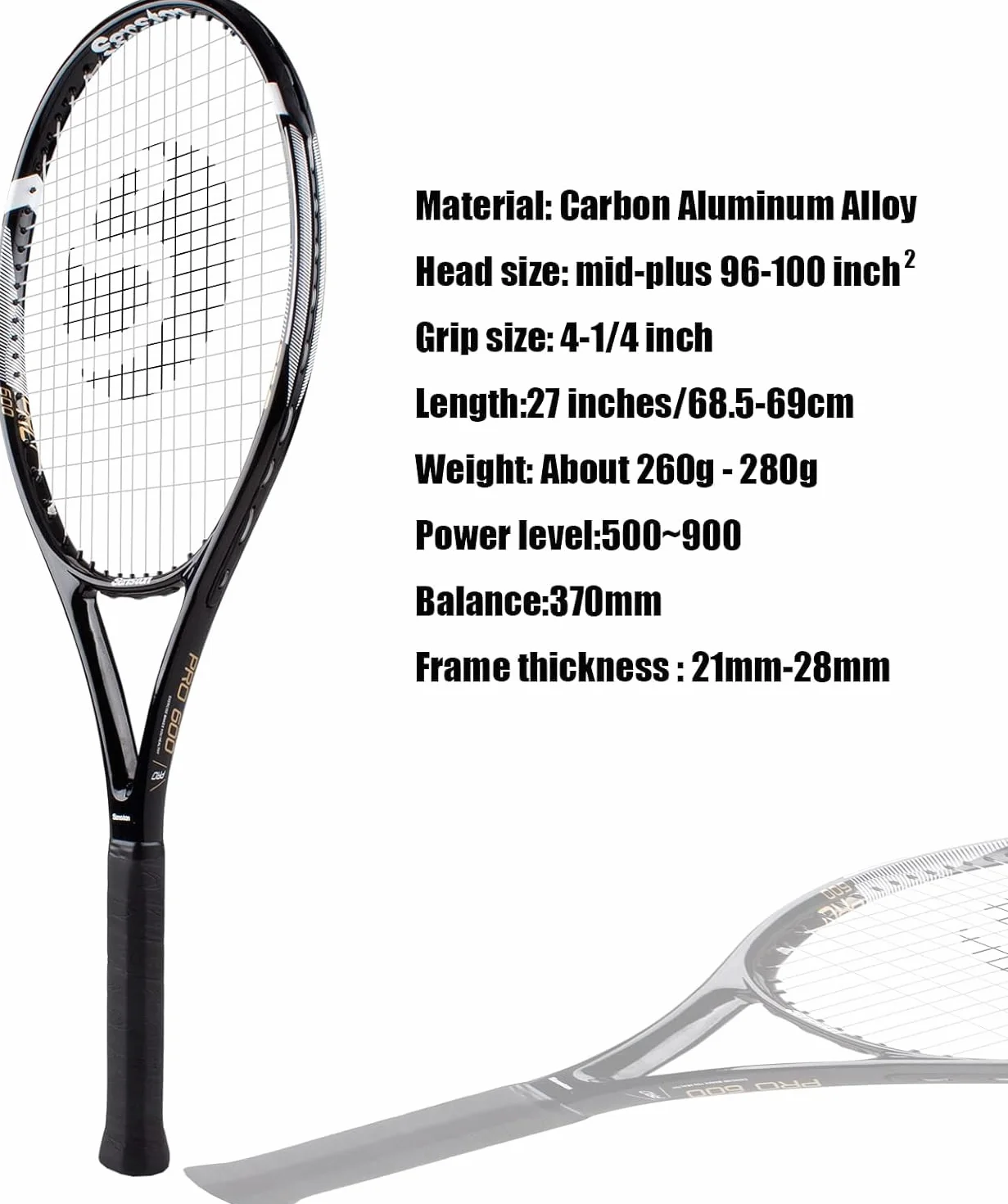 Senston Raquettes de Tennis 68,6 cm 27 pouces 2 Joueurs 3 Balles 2 Surgrips