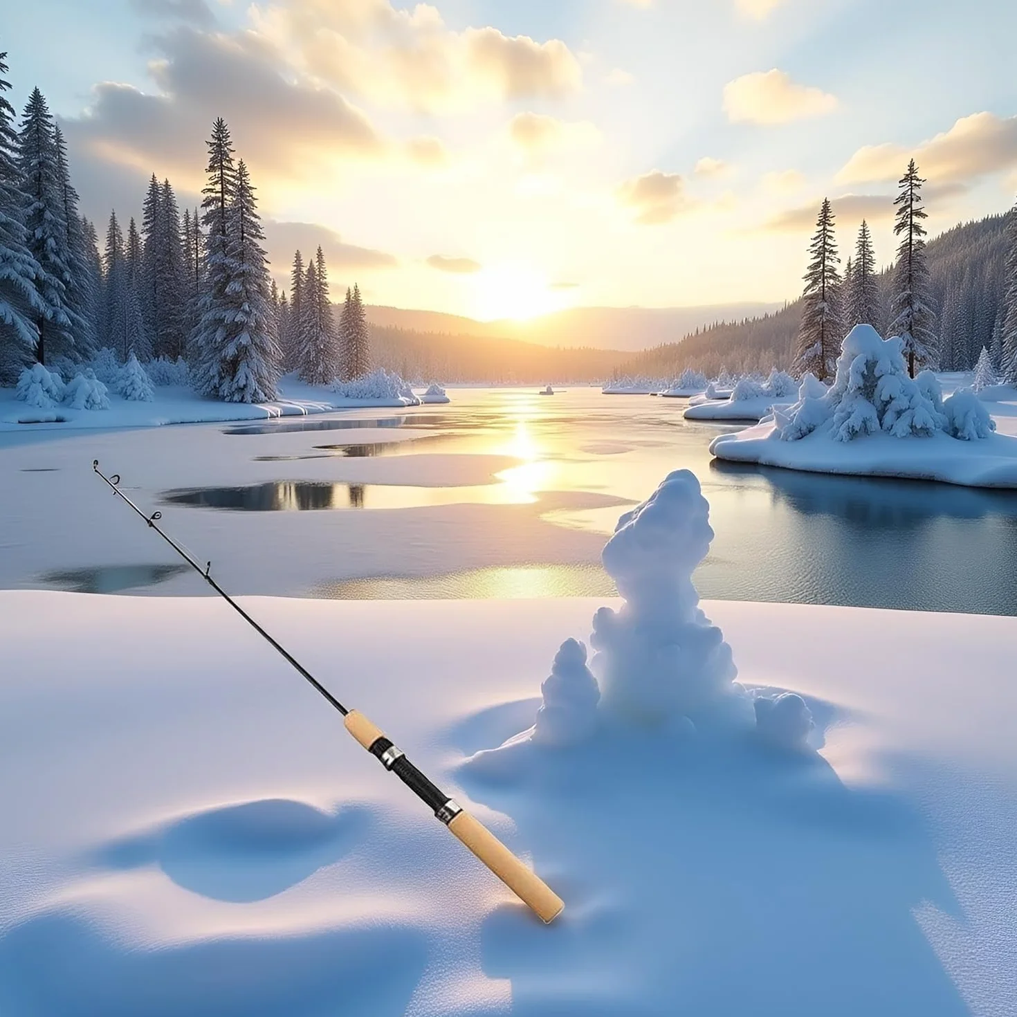 LCE cannes à pêche d'hiver sur glace dure sans moulinet ensemble