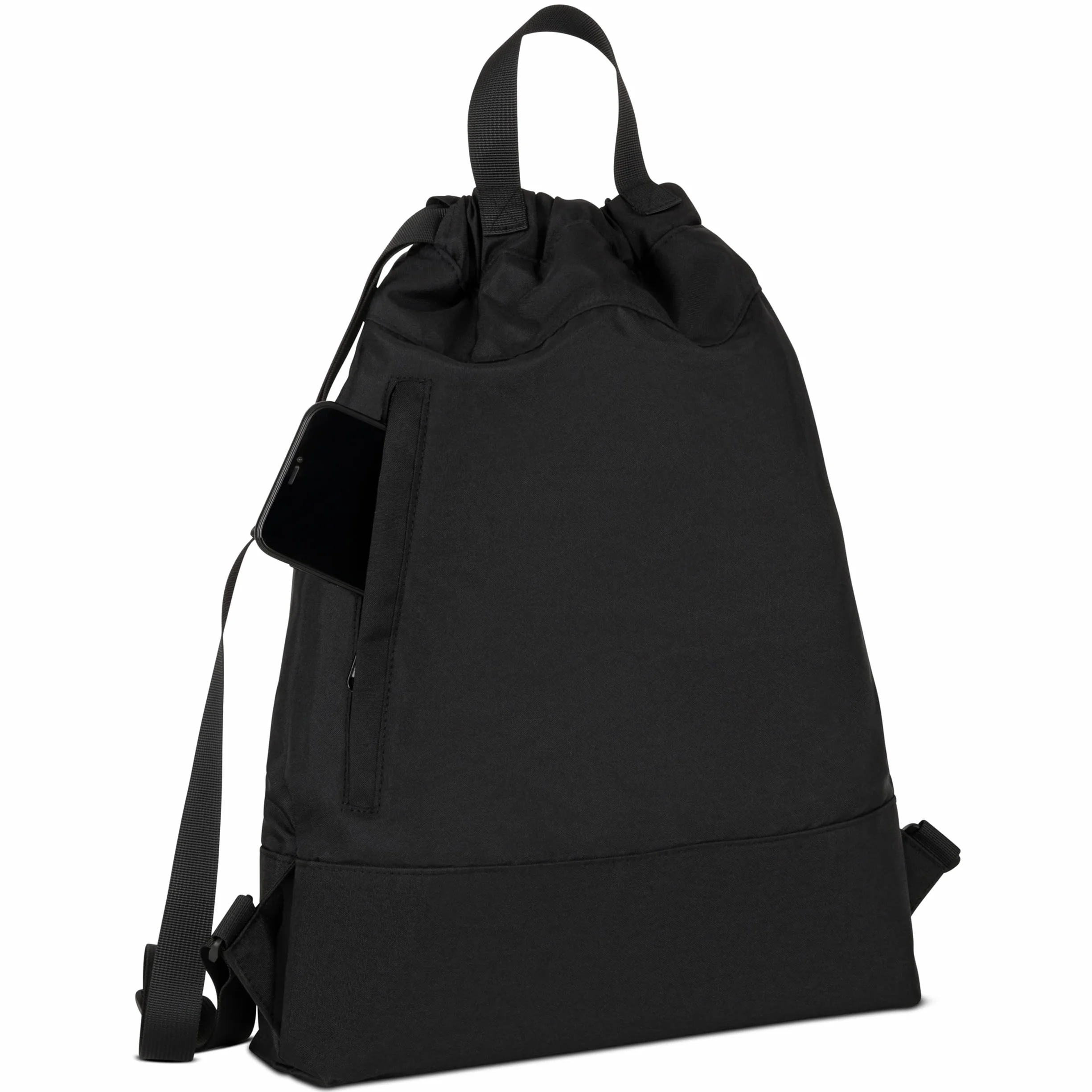 LARKSON No 7 Sac à Cordon Femme Homme Noir Sac de Sport avec Poche Intérieure Matériau Recyclé