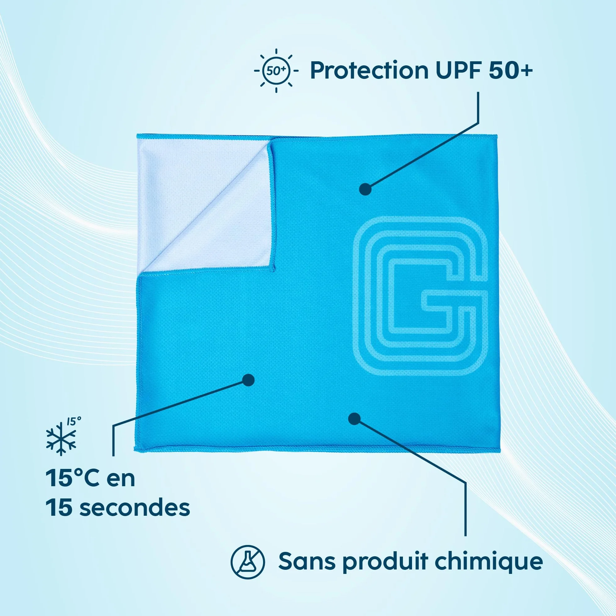 Serviette Microfibre de Refroidissement 100x30cm Anti-Transpiration Séchage Rapide UPF50+ Rafraîchissante Sport Fitness Yoga Voyage