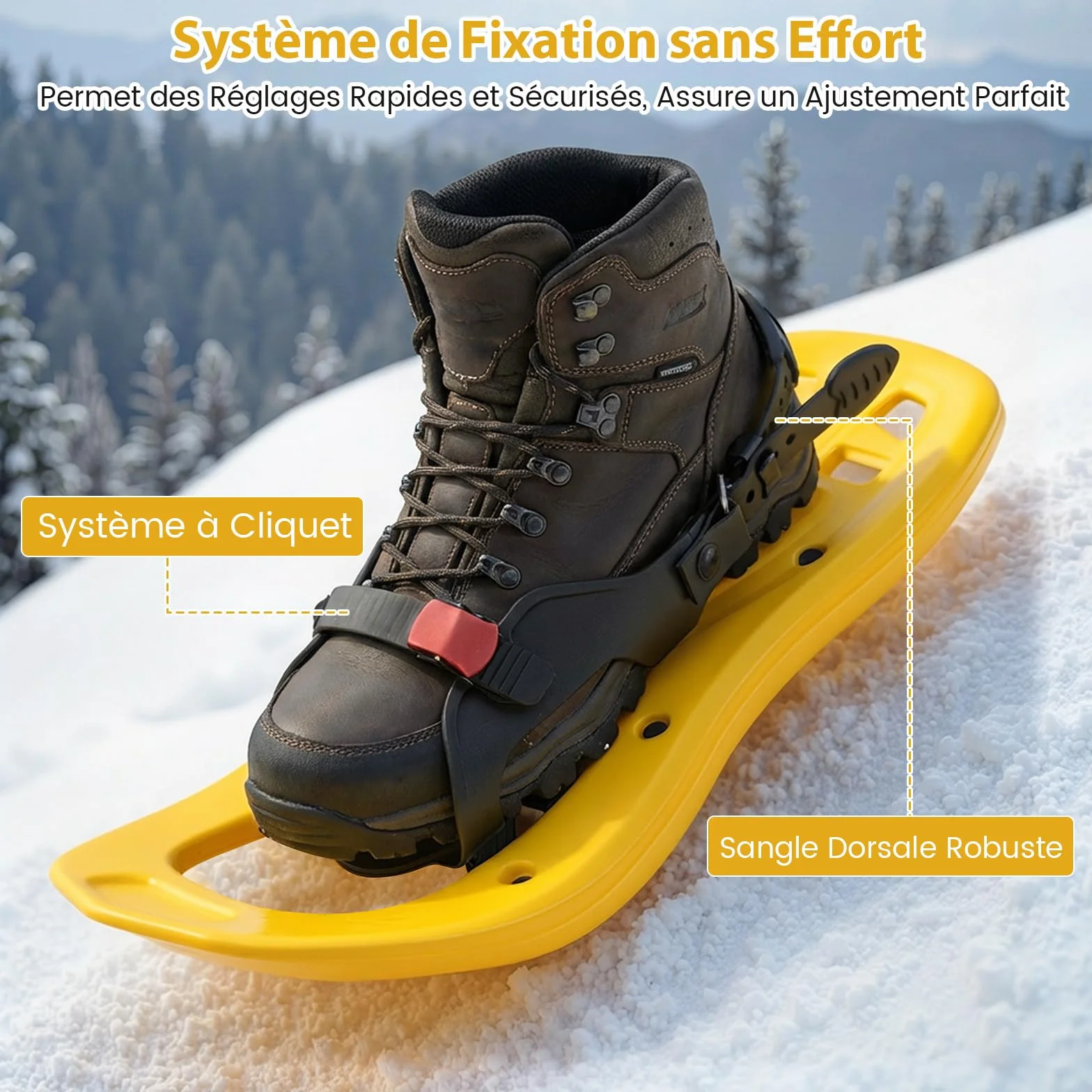 COSTWAY Raquettes à Neige Légères avec Bâtons Trekking Fixations Cliquet Réglables Pointure 26-38/35-45 Charge 90 kg