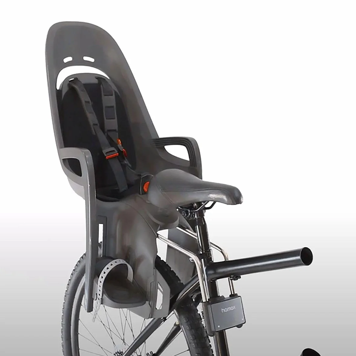 Hamax Porte-bébé Zenith Gris-Noir Fixation Cadre Vélo Harnais Sécurité 3 Points Enfants 9 Mois à 22 kg