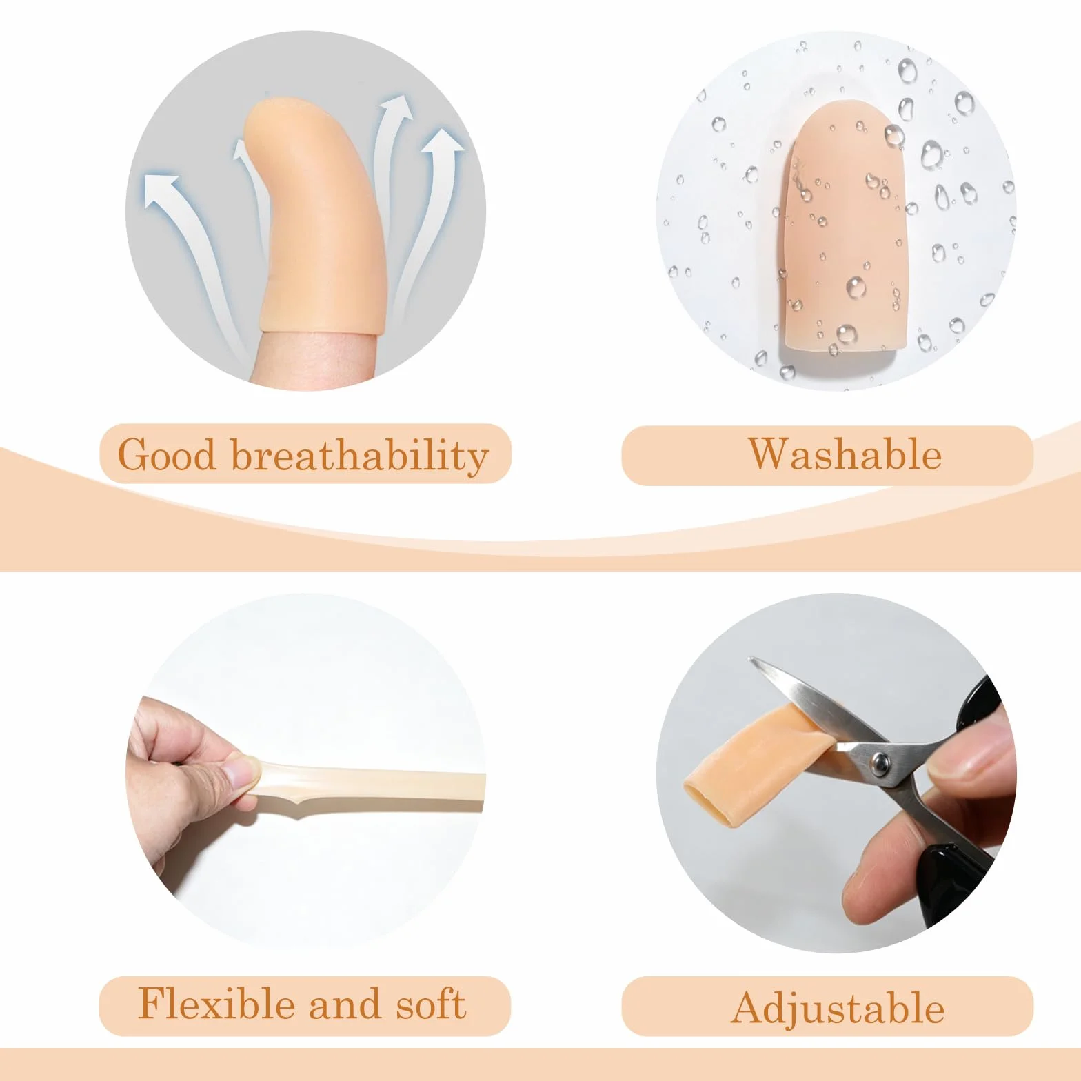 Protège-Doigts en Silicone, Doigtier Imperméable pour Soulager l'Eczéma, Fissures et Ampoules
