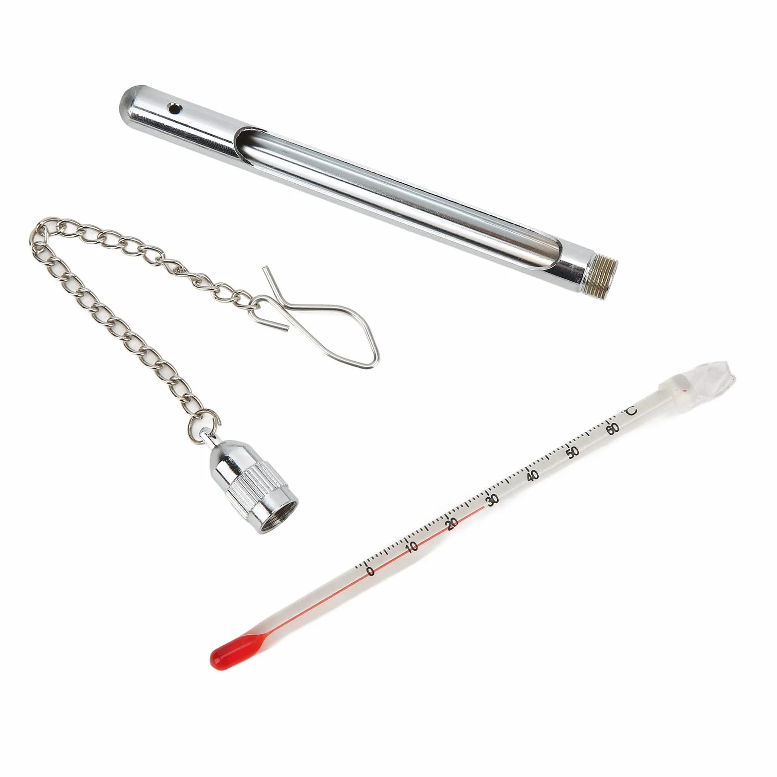 Thermomètre de pêche avec Mousqueton, mesure de température de l'eau, thermomètre en métal pour extérieur
