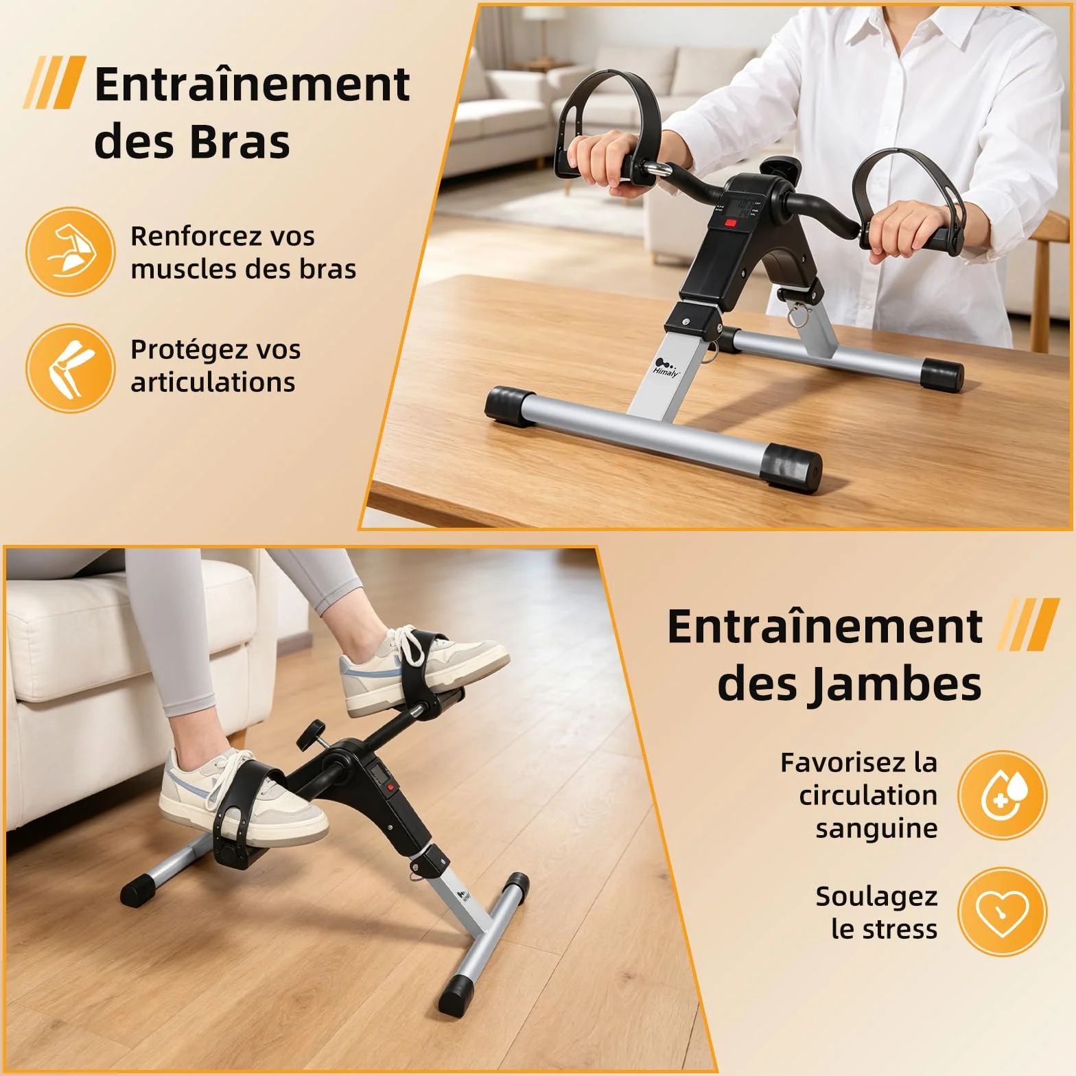 Himaly Mini Exercise Bike Portable Pedal Exerciser with LCD Display Adjustable Resistance
