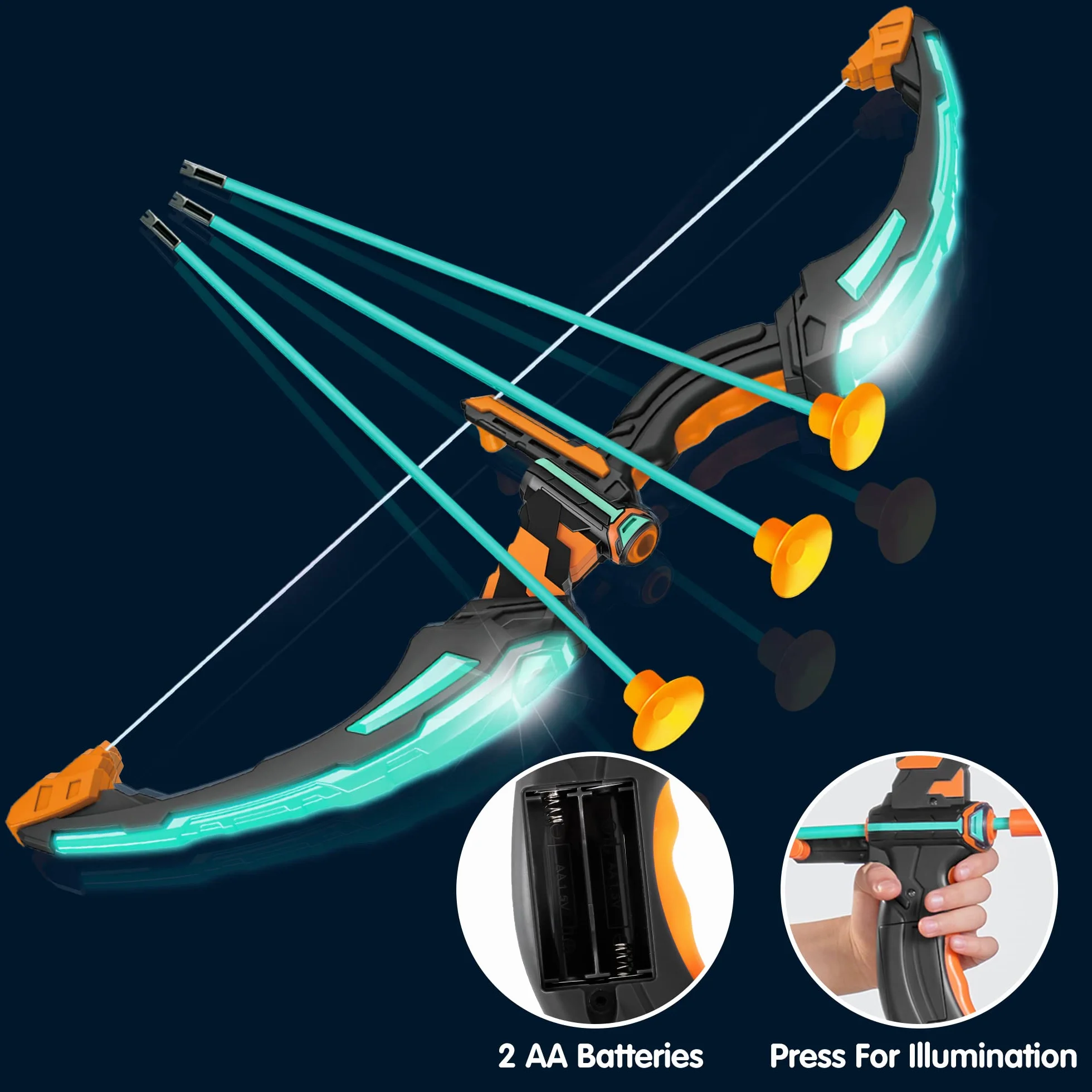 JOYIN Ensemble Arc et flèche pour Enfants - Jouets de tir à l'arc Lumineux LED avec flèches Ventouse, Cible