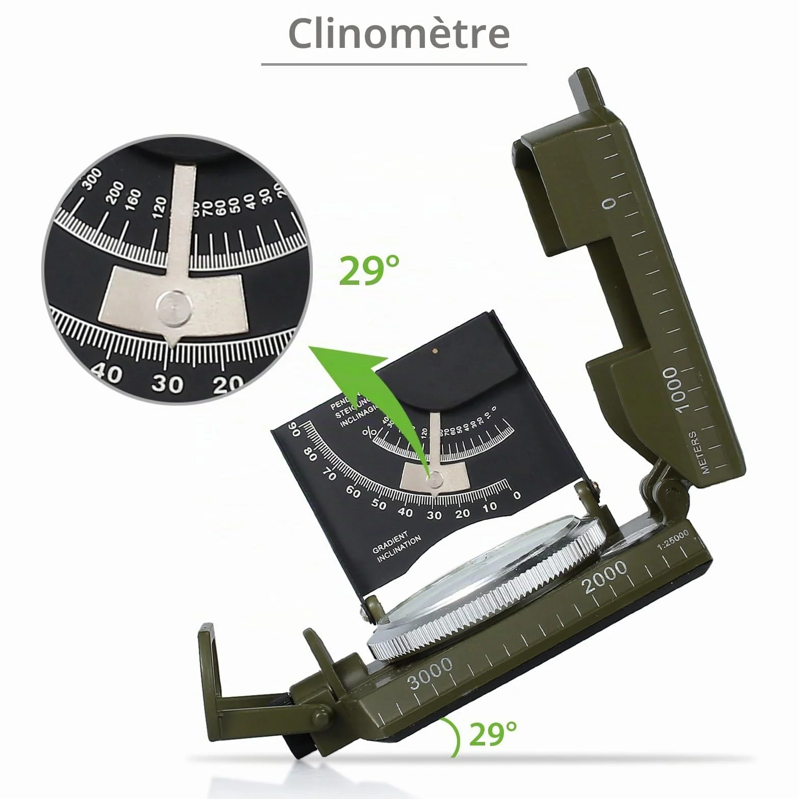 Proster Boussole de Randonnée Professionnelle avec Clinomètre – Boussole Militaire Étanche IP65 Navigation et Orientation