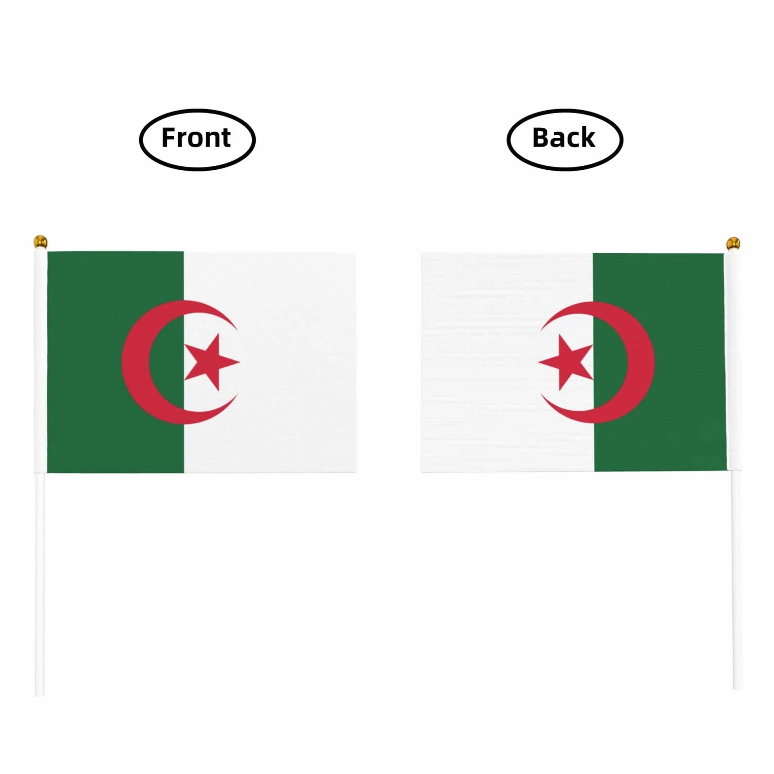 Lot de 10 mini drapeaux de l'Algérie à main sur bâton pour fête et défilés